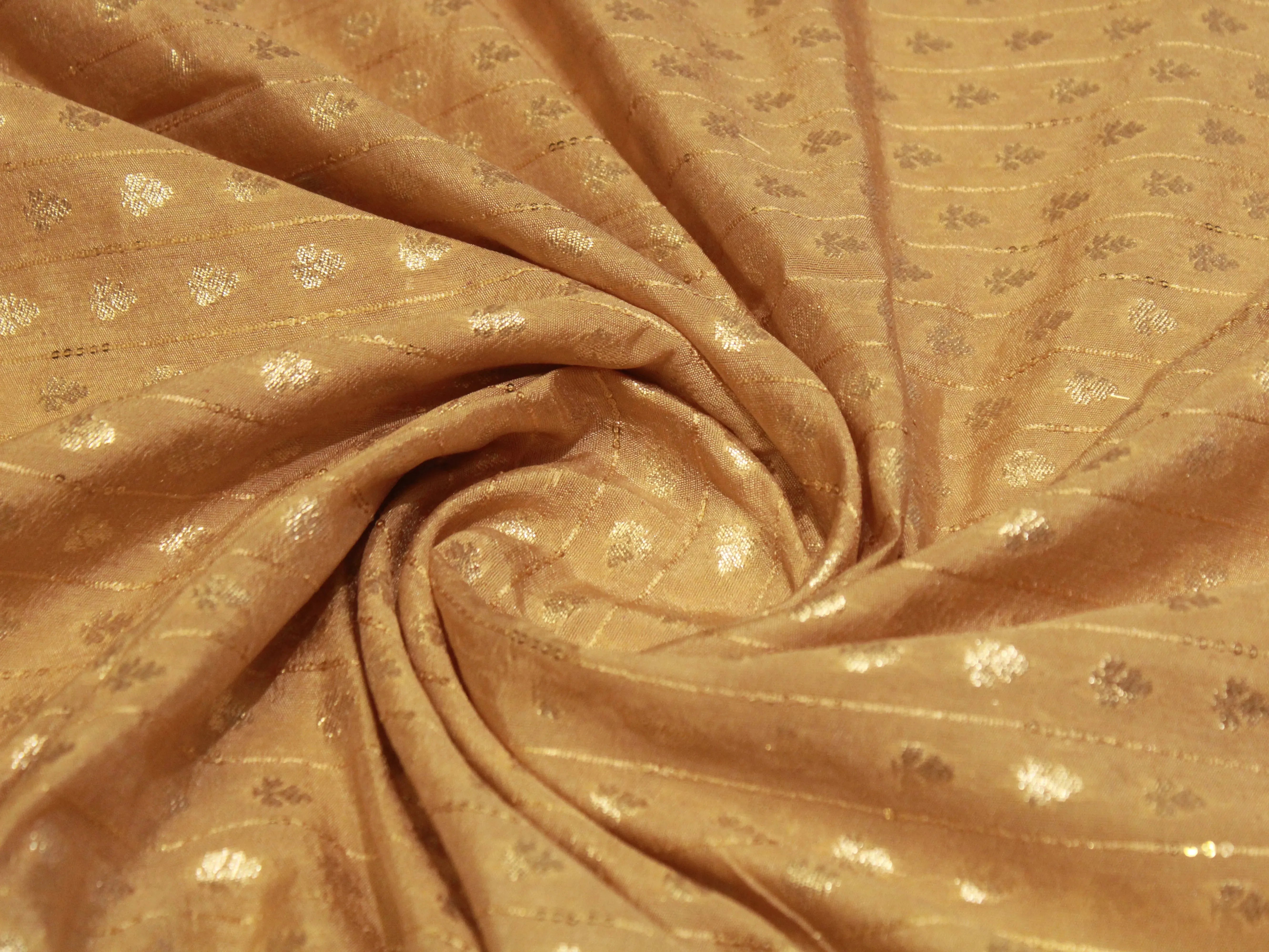 Banarasi Sequin Brocade Fabric - Golden