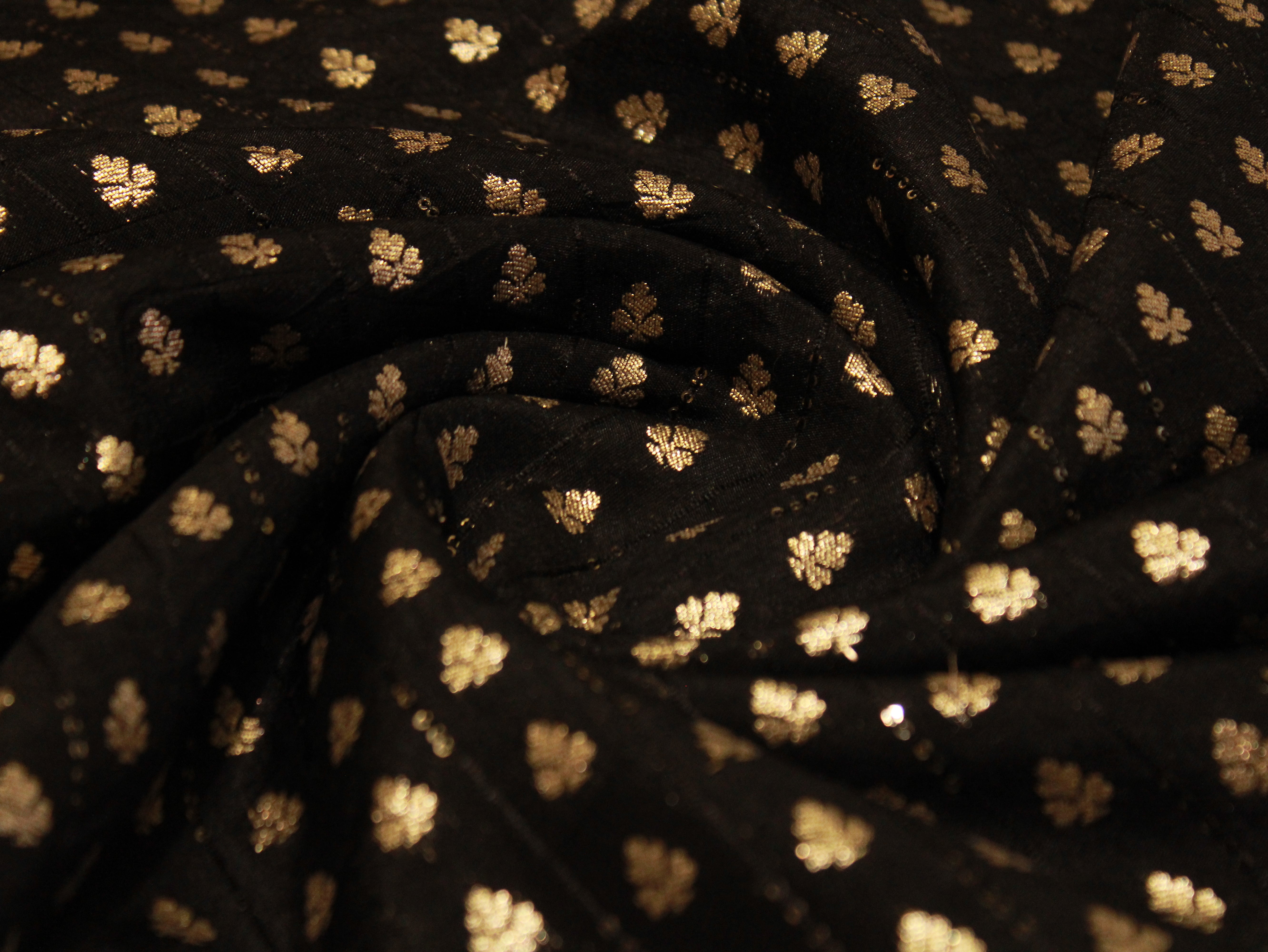 Banarasi Sequin Brocade Fabric - Black