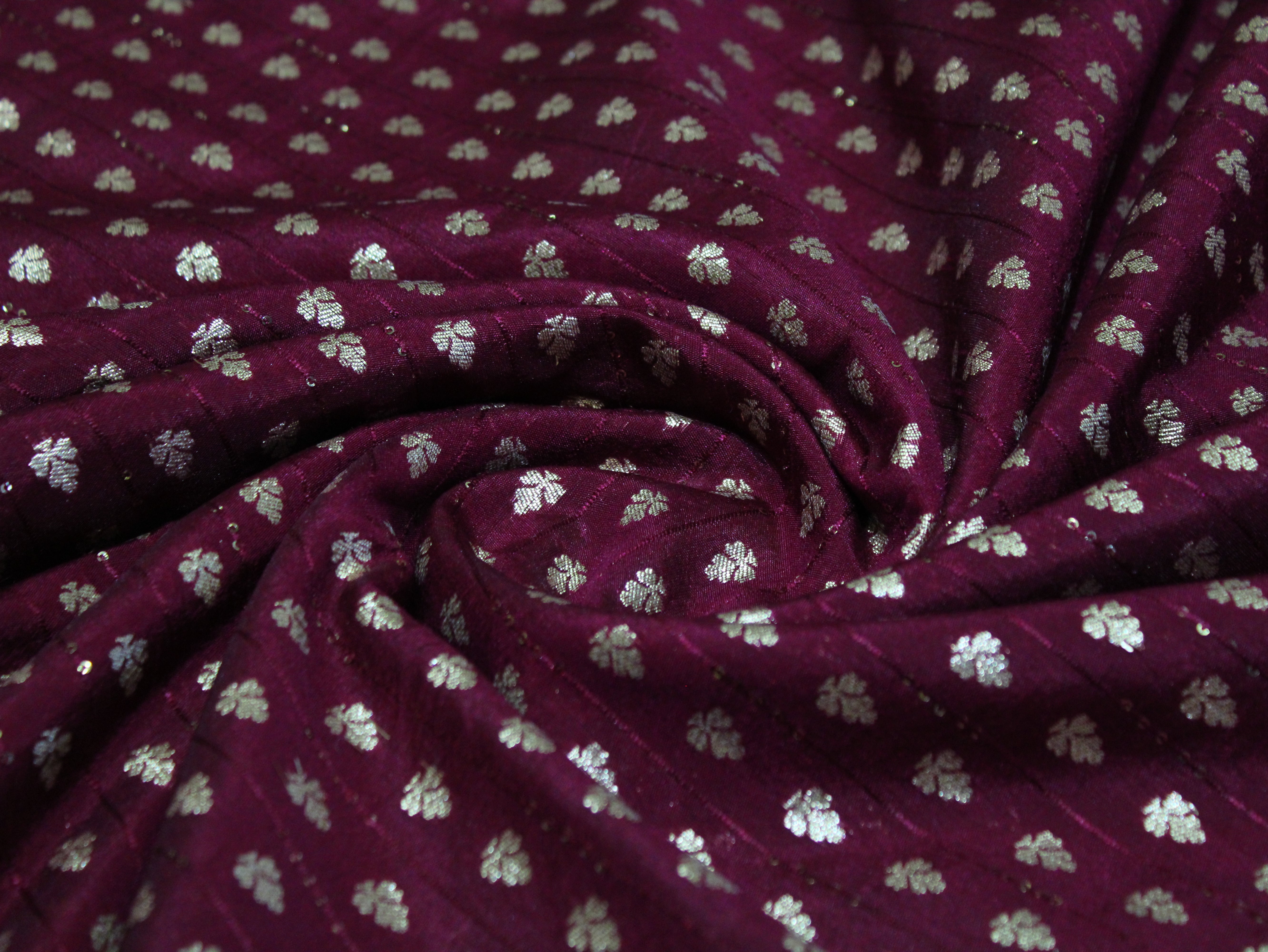 Banarasi Sequin Brocade Fabric - Wine