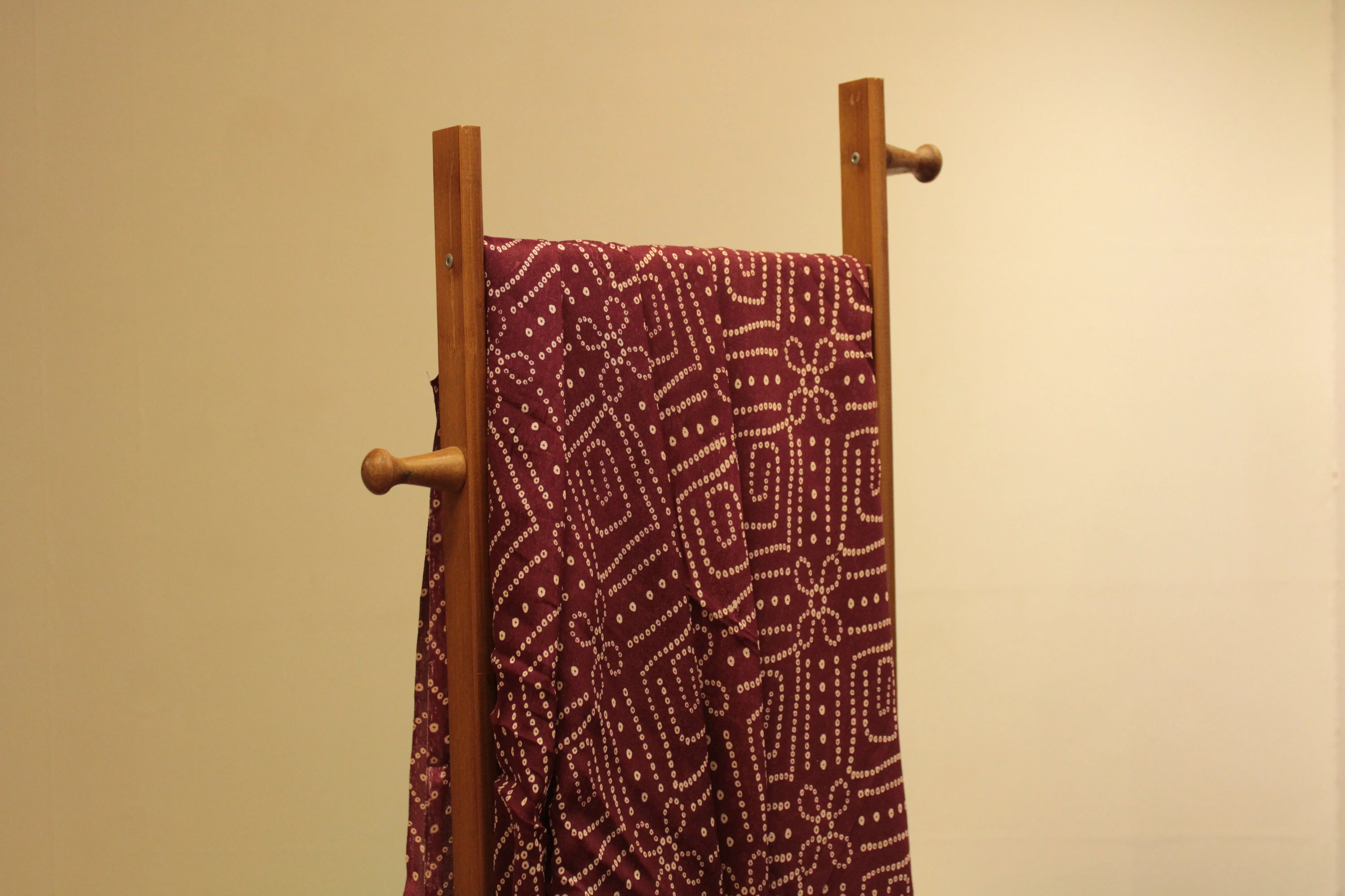 Knots: Pure Chinon Bandhej Fabric - Maroon