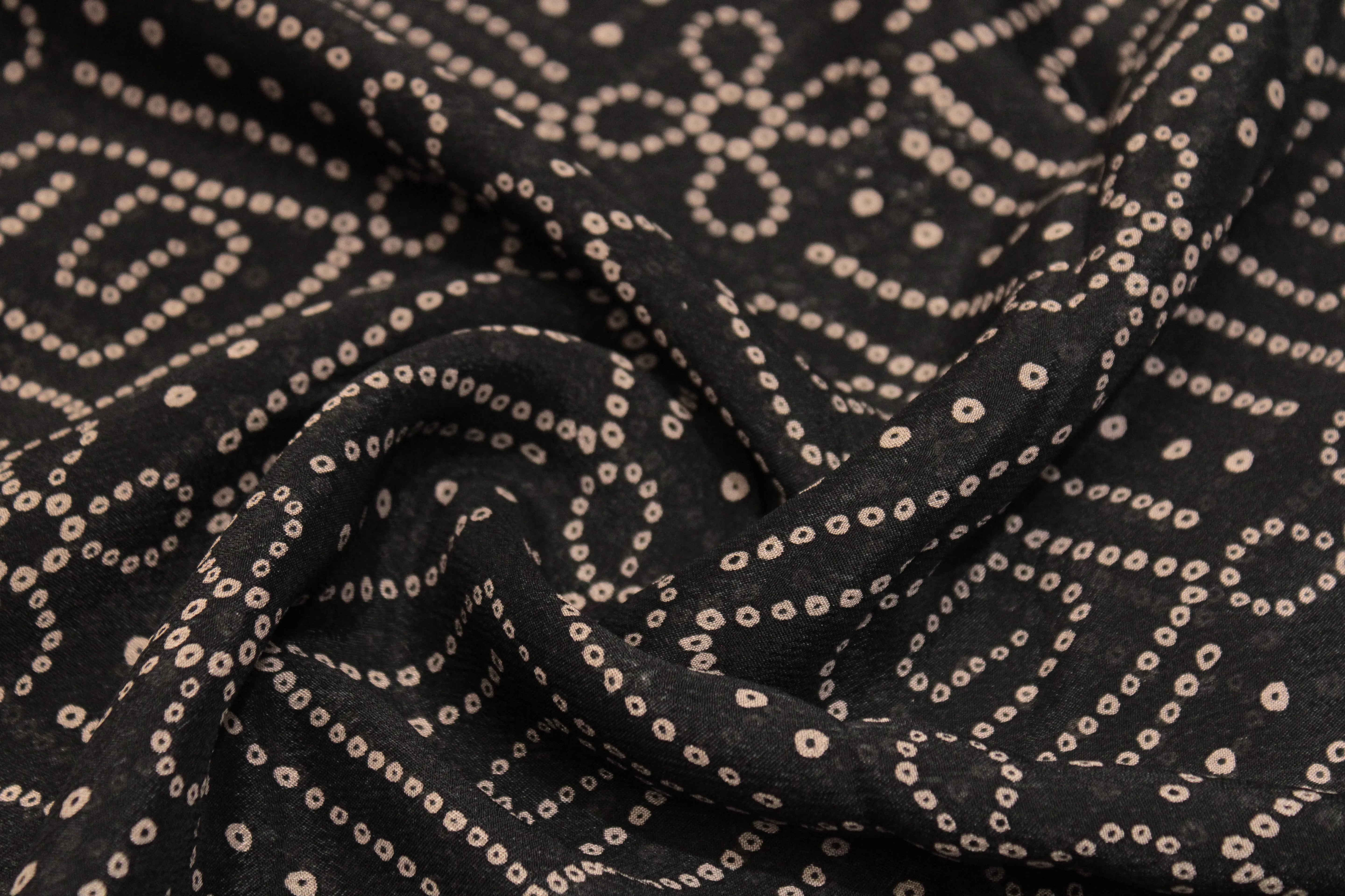 Knots: Pure Chinon Bandhej Fabric - Dark Blue