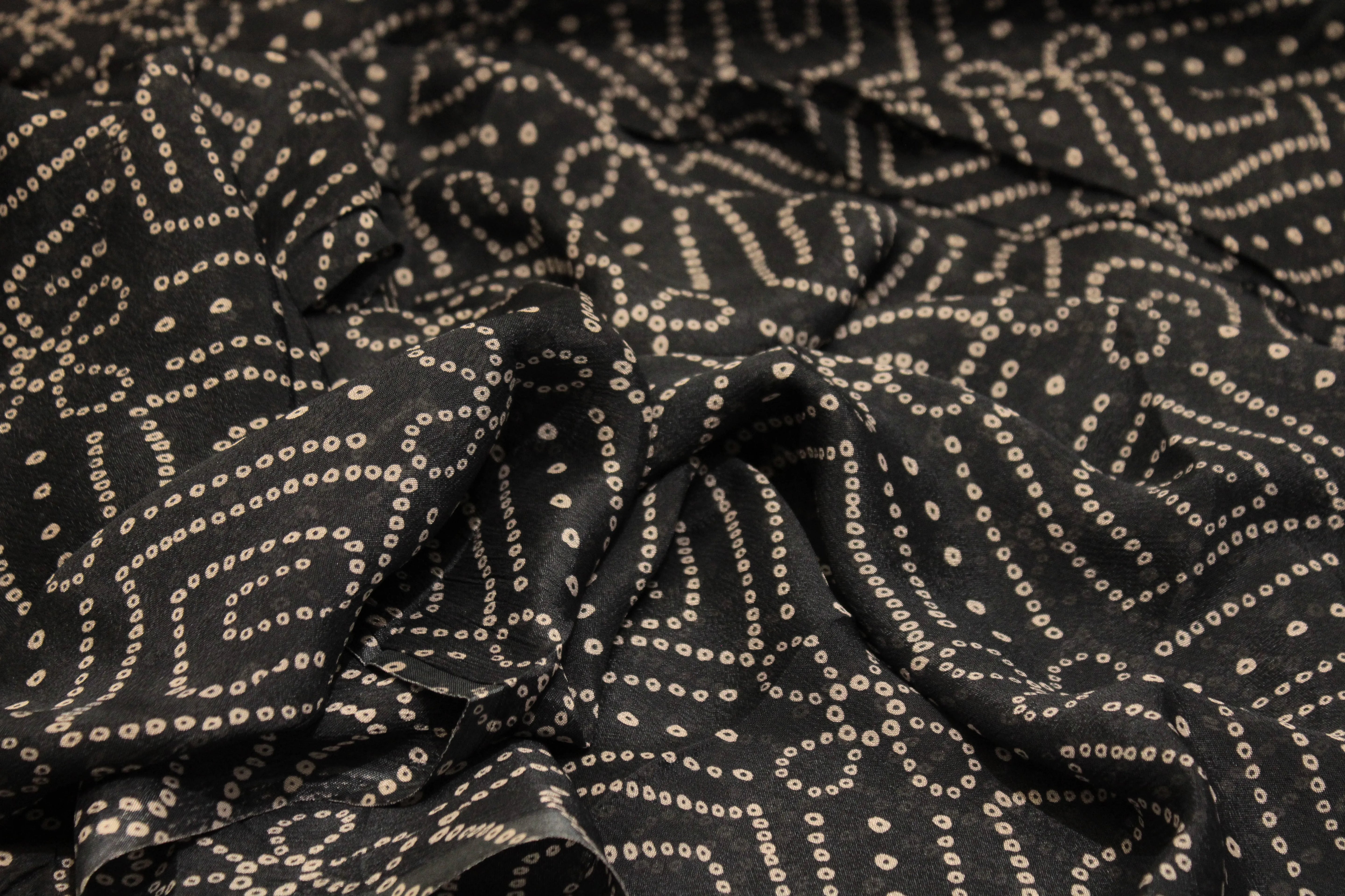 Knots: Pure Chinon Bandhej Fabric - Dark Blue