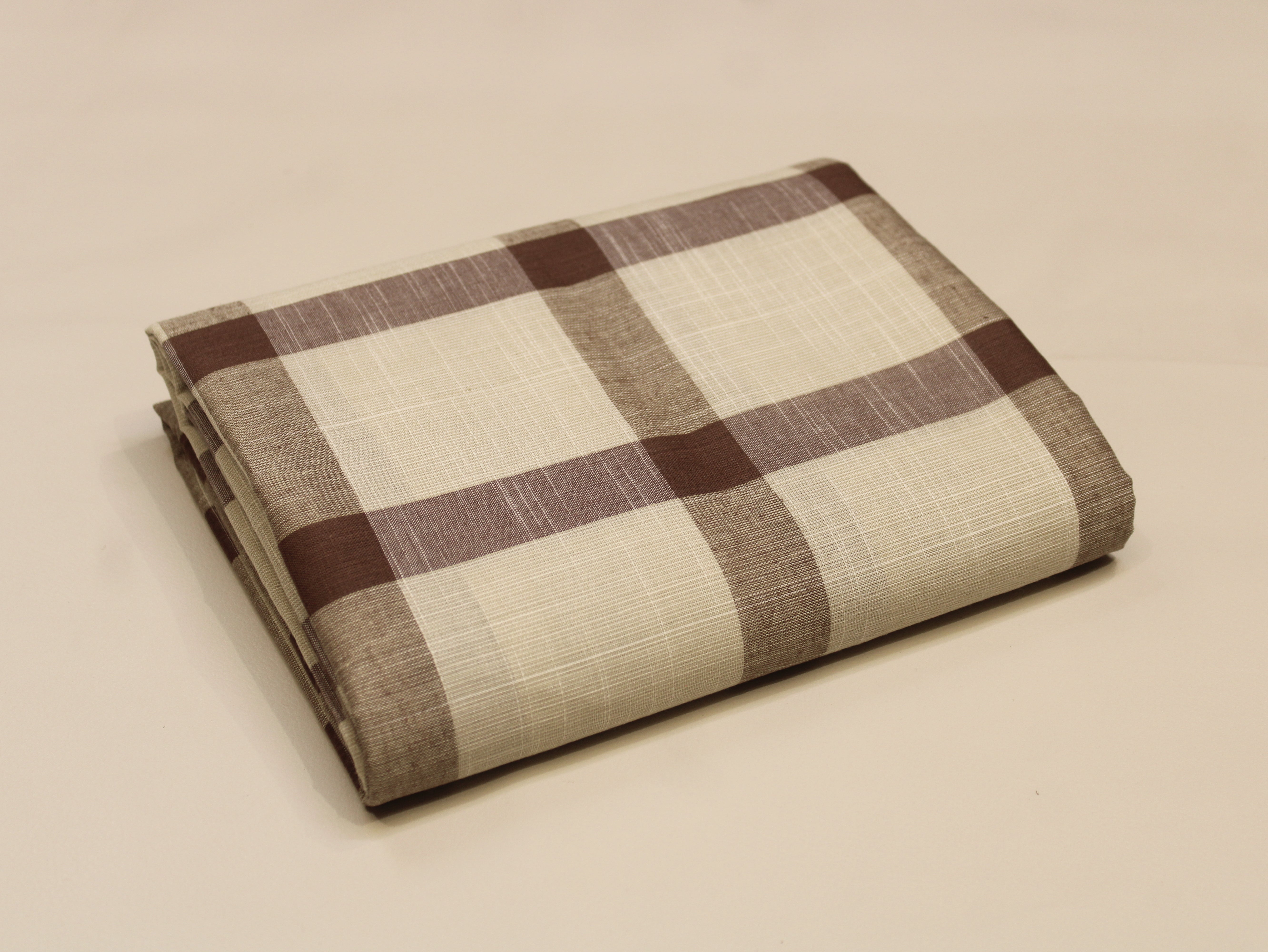 Pure Cotton Handloom Checked Fabric 44 Inch | Mfoks - Brown