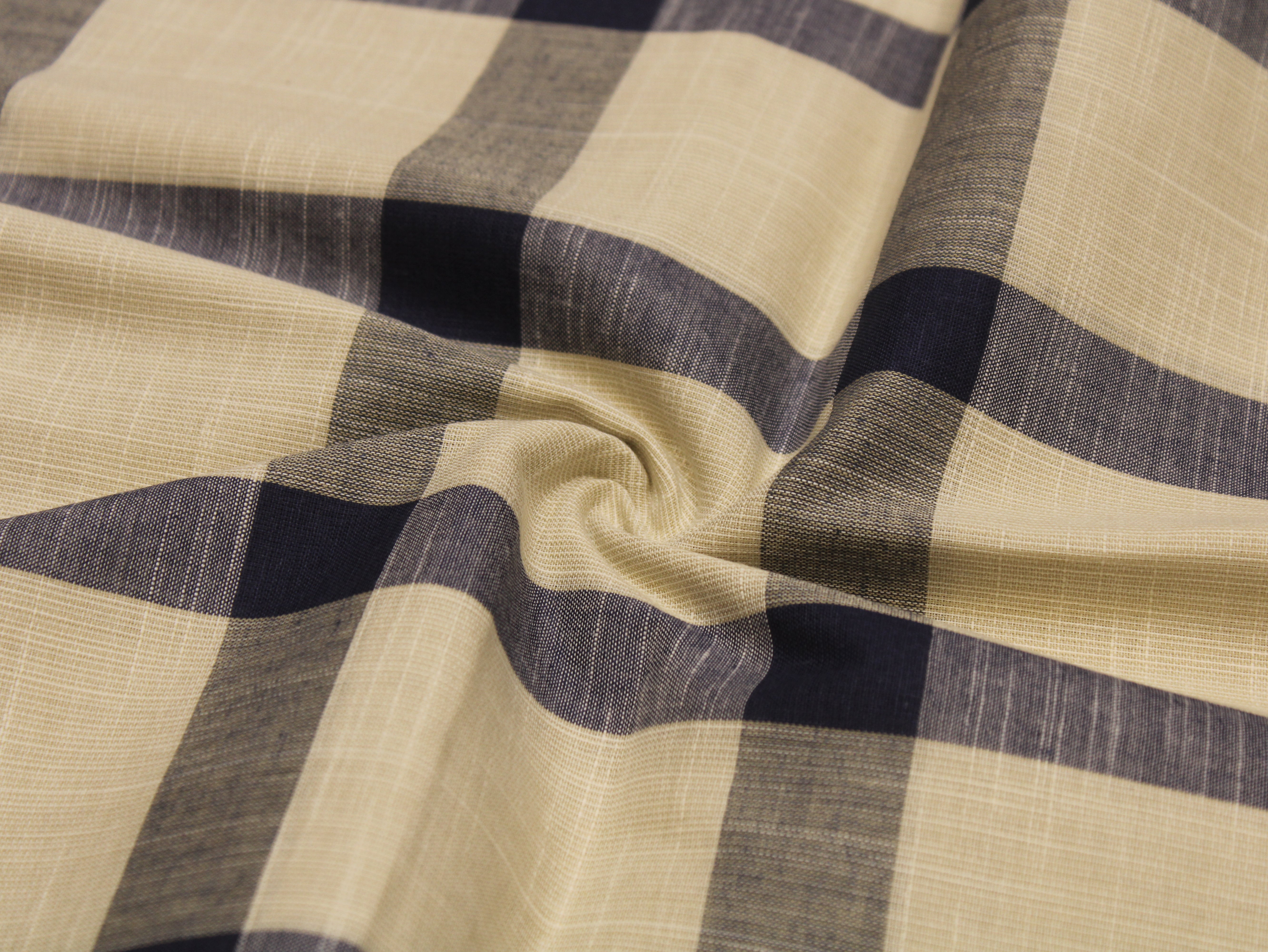 Pure Cotton Handloom Checked Fabric 44 Inch | Mfoks - Blue