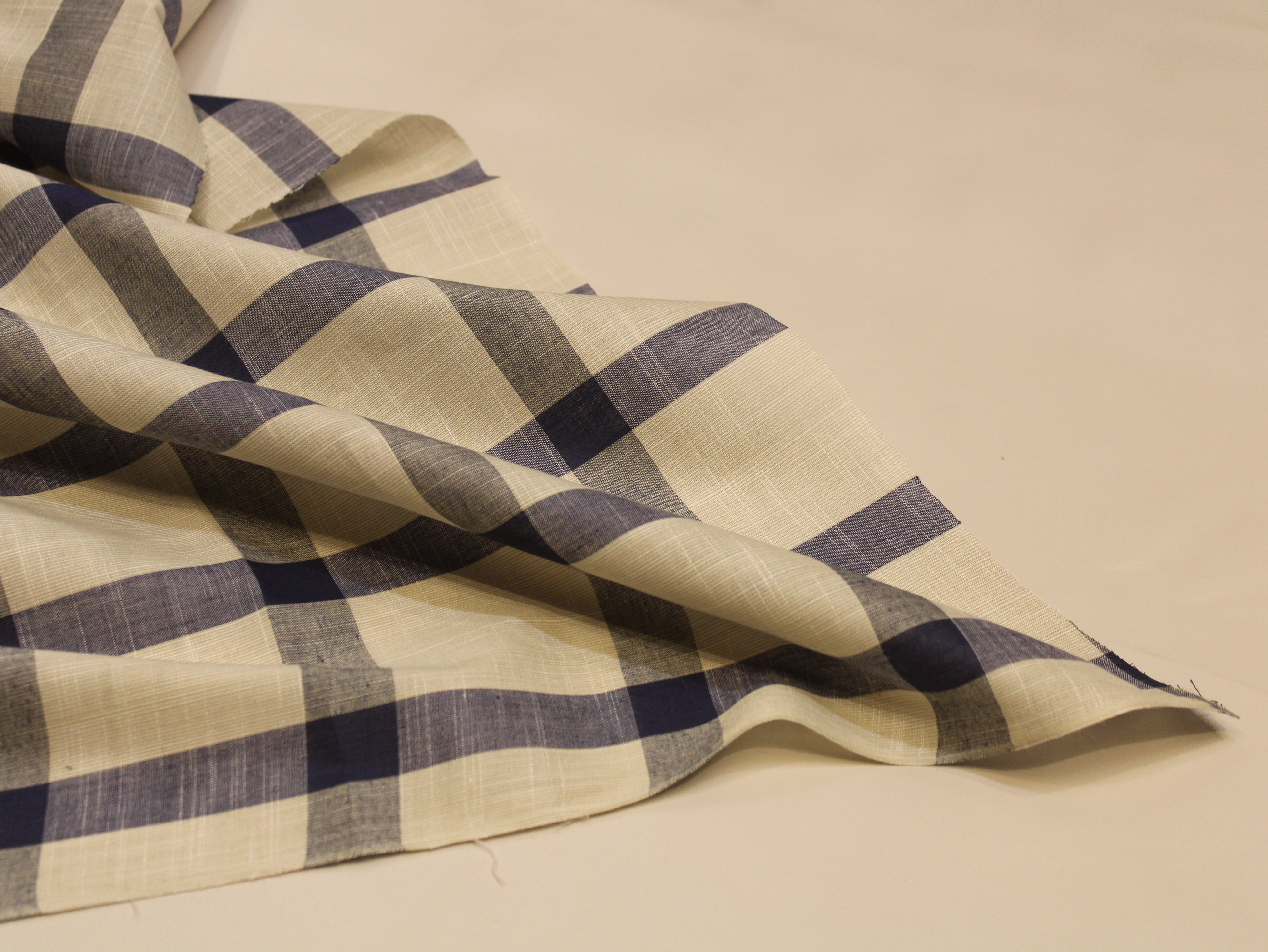 Pure Cotton Handloom Checked Fabric 44 Inch | Mfoks - Blue