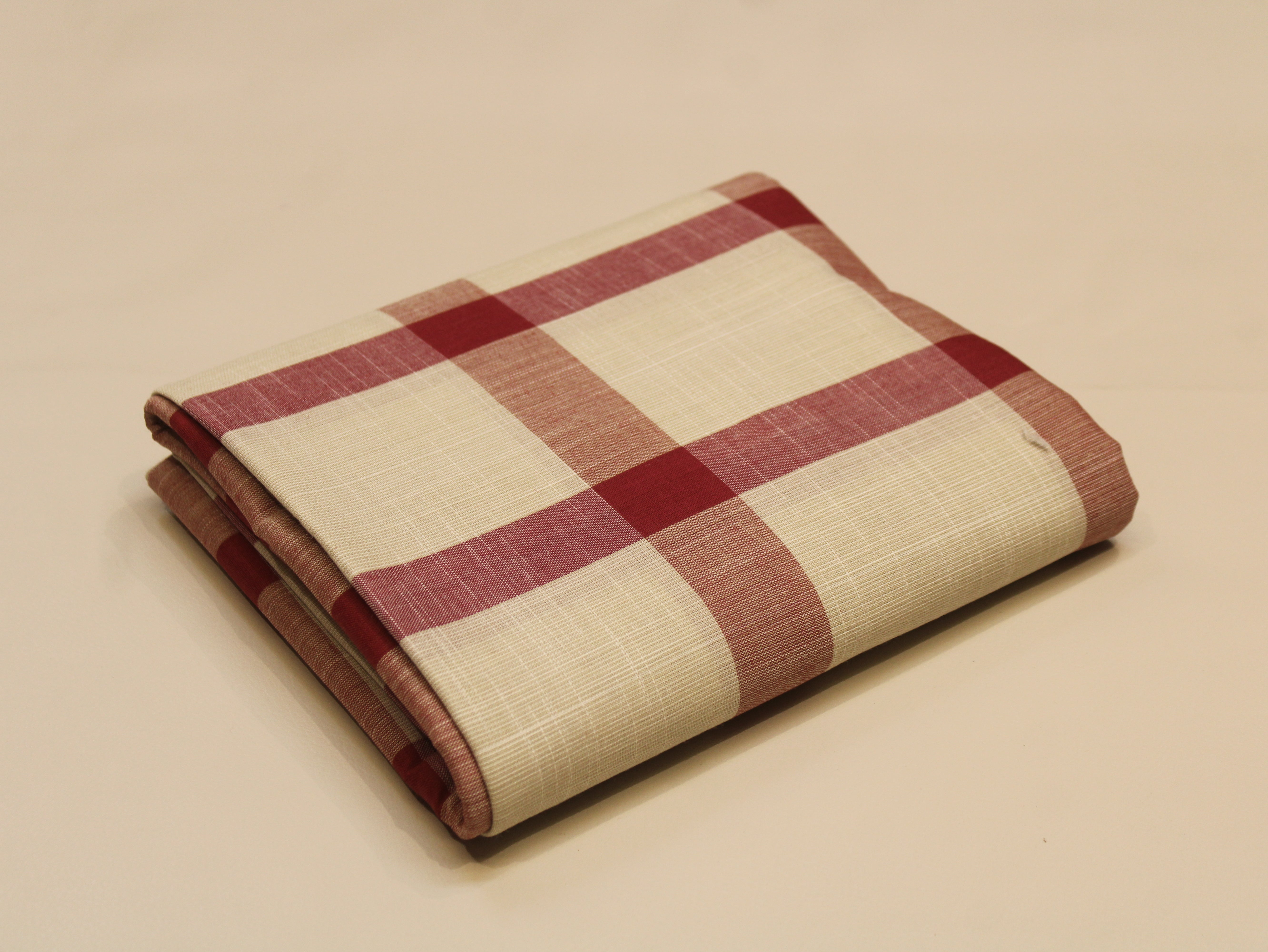 Pure Cotton Handloom Checked Fabric 44 Inch | Mfoks - Red