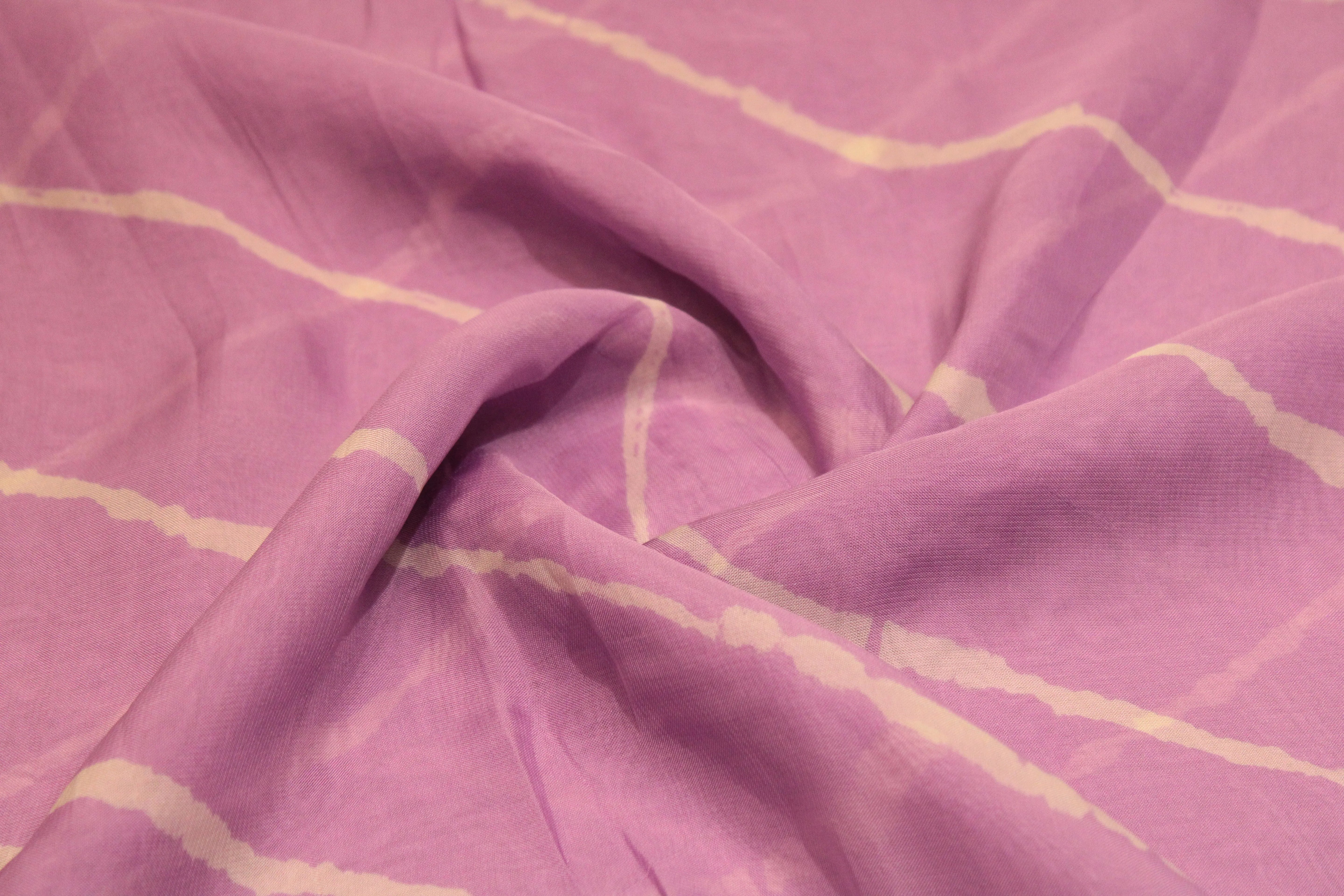 Knots: Pure Organza Lehariya Fabric - Lavender