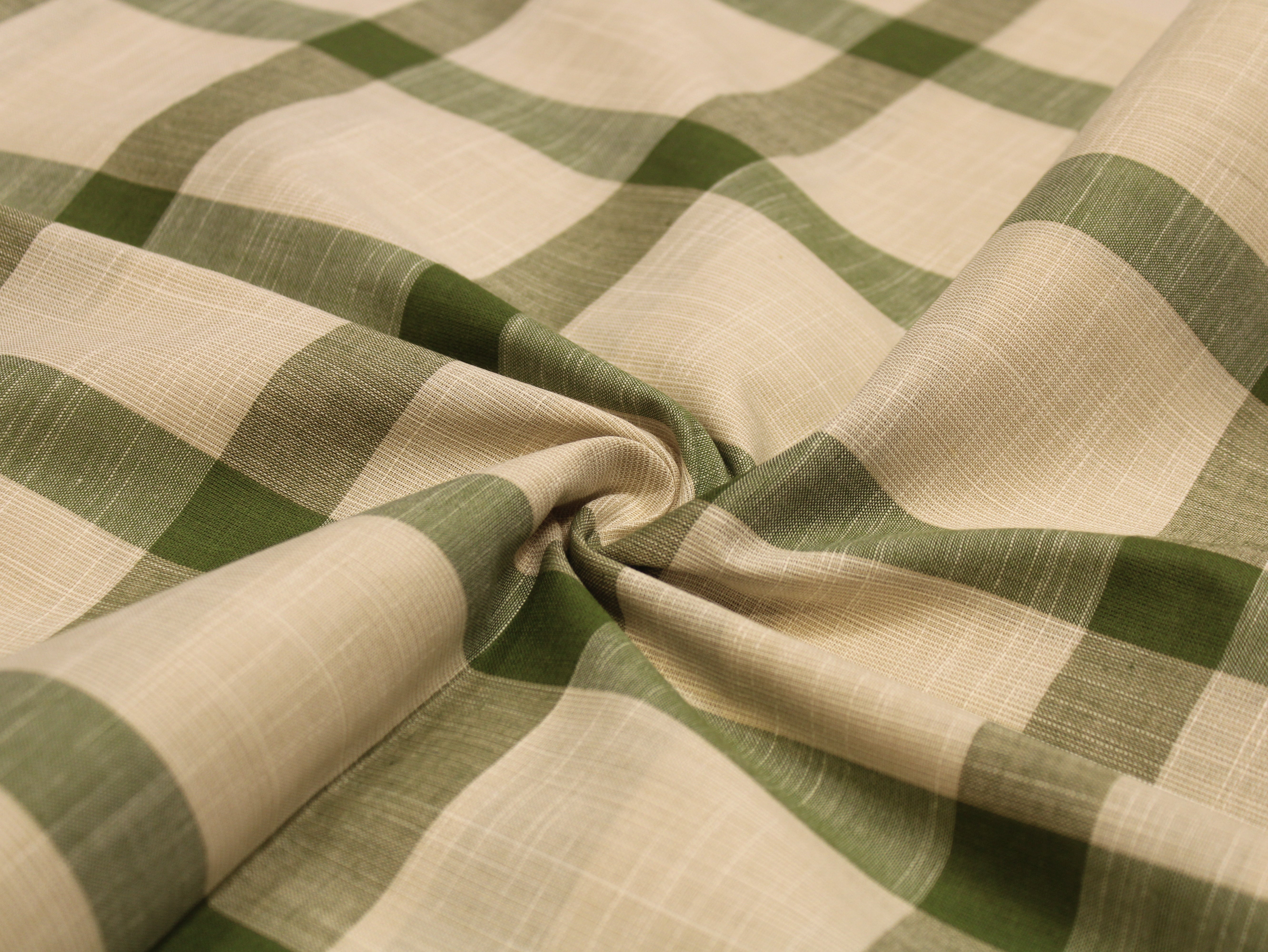 Pure Cotton Handloom Checked Fabric 44 Inch | Mfoks - Green