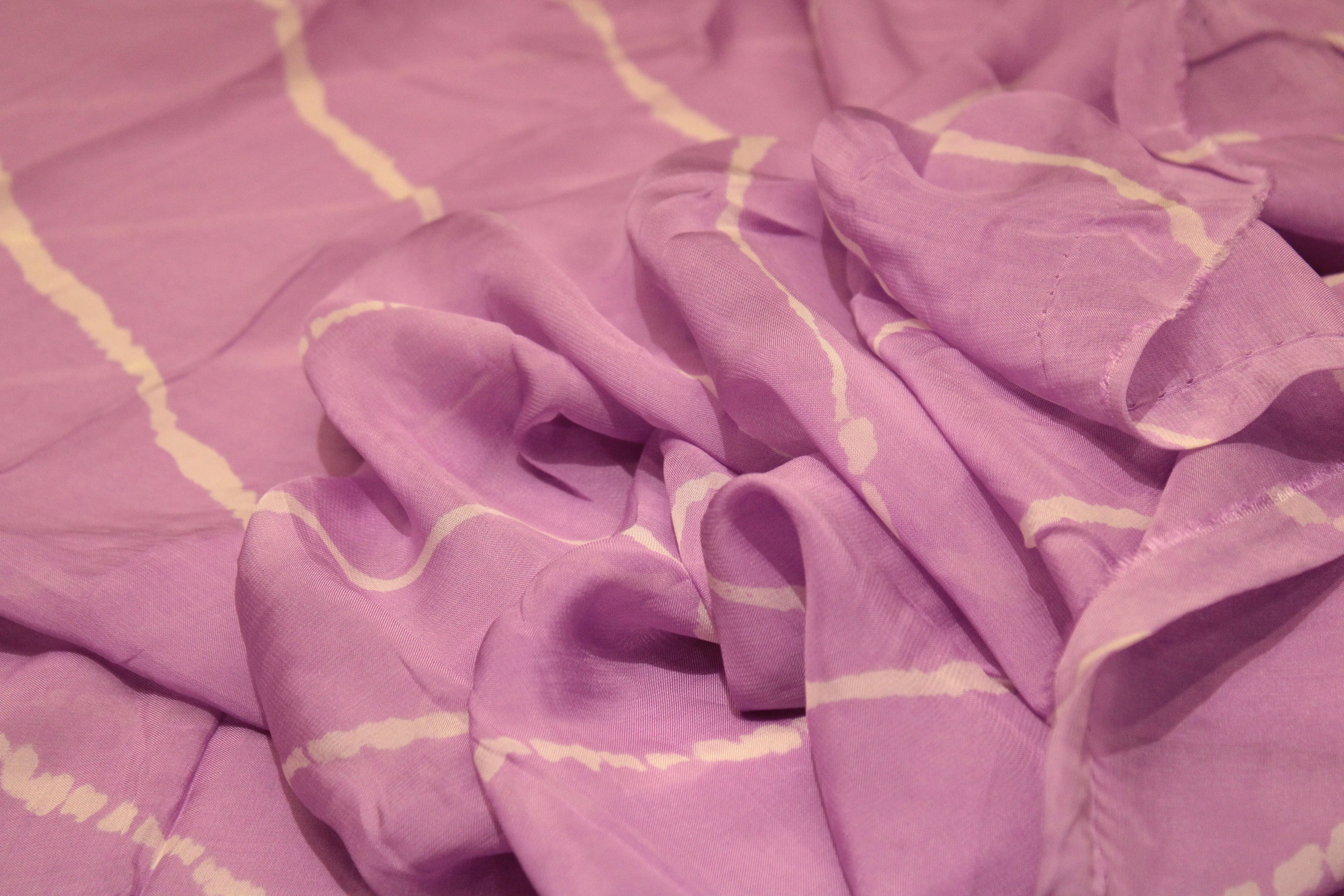 Knots: Pure Organza Lehariya Fabric - Lavender