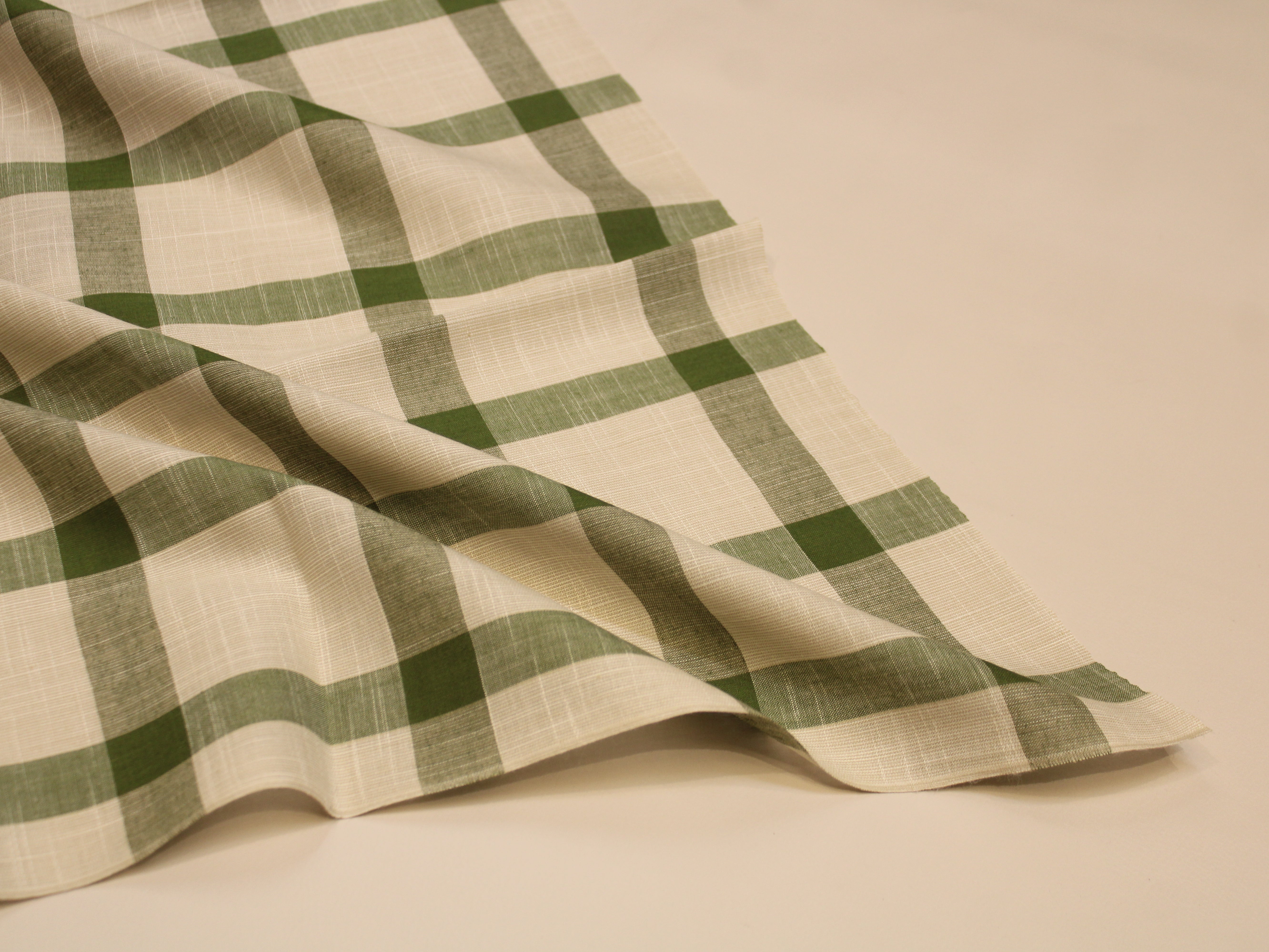 Pure Cotton Handloom Checked Fabric 44 Inch | Mfoks - Green