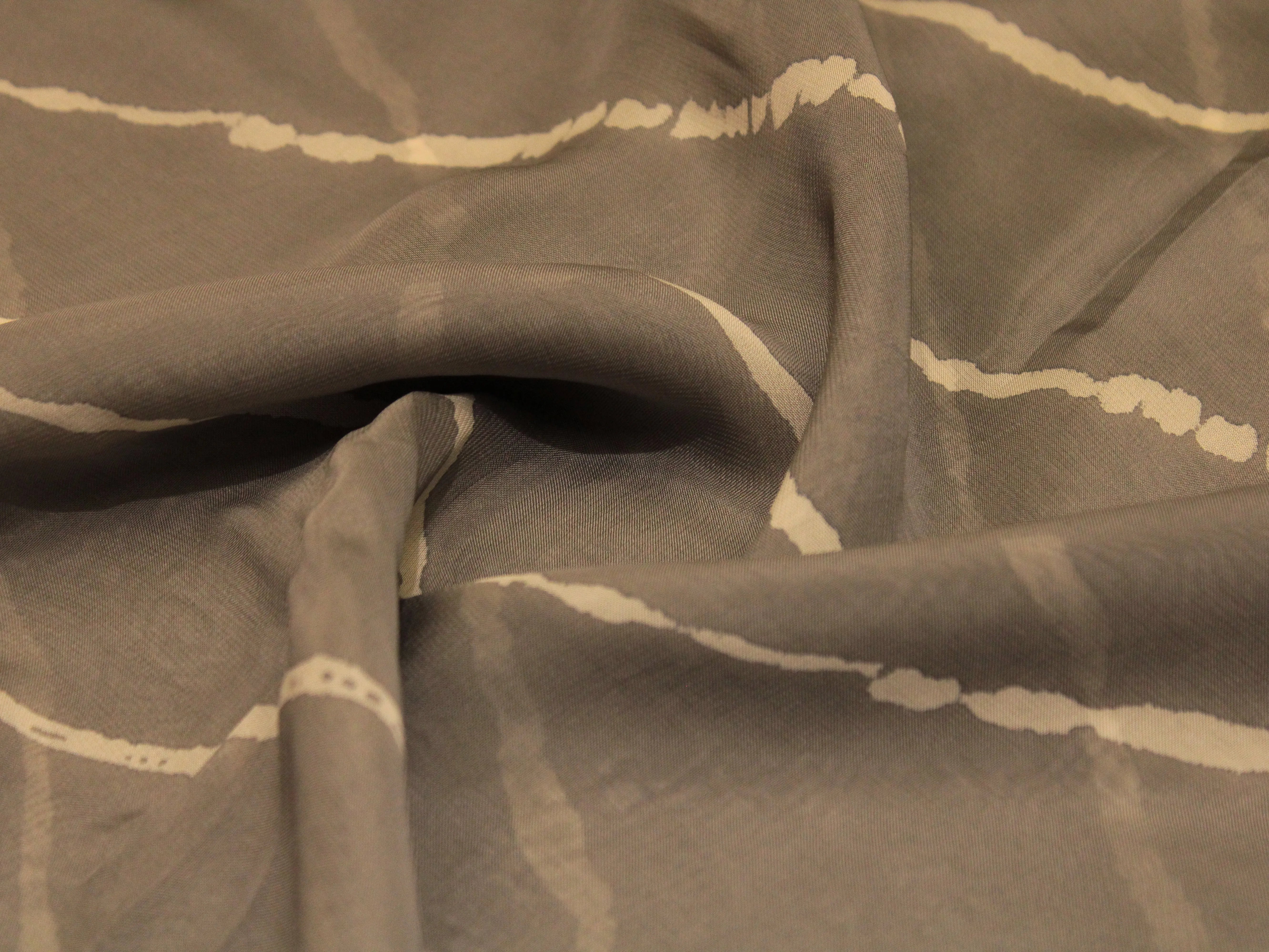 Knots: Pure Organza Lehariya Fabric - Gray