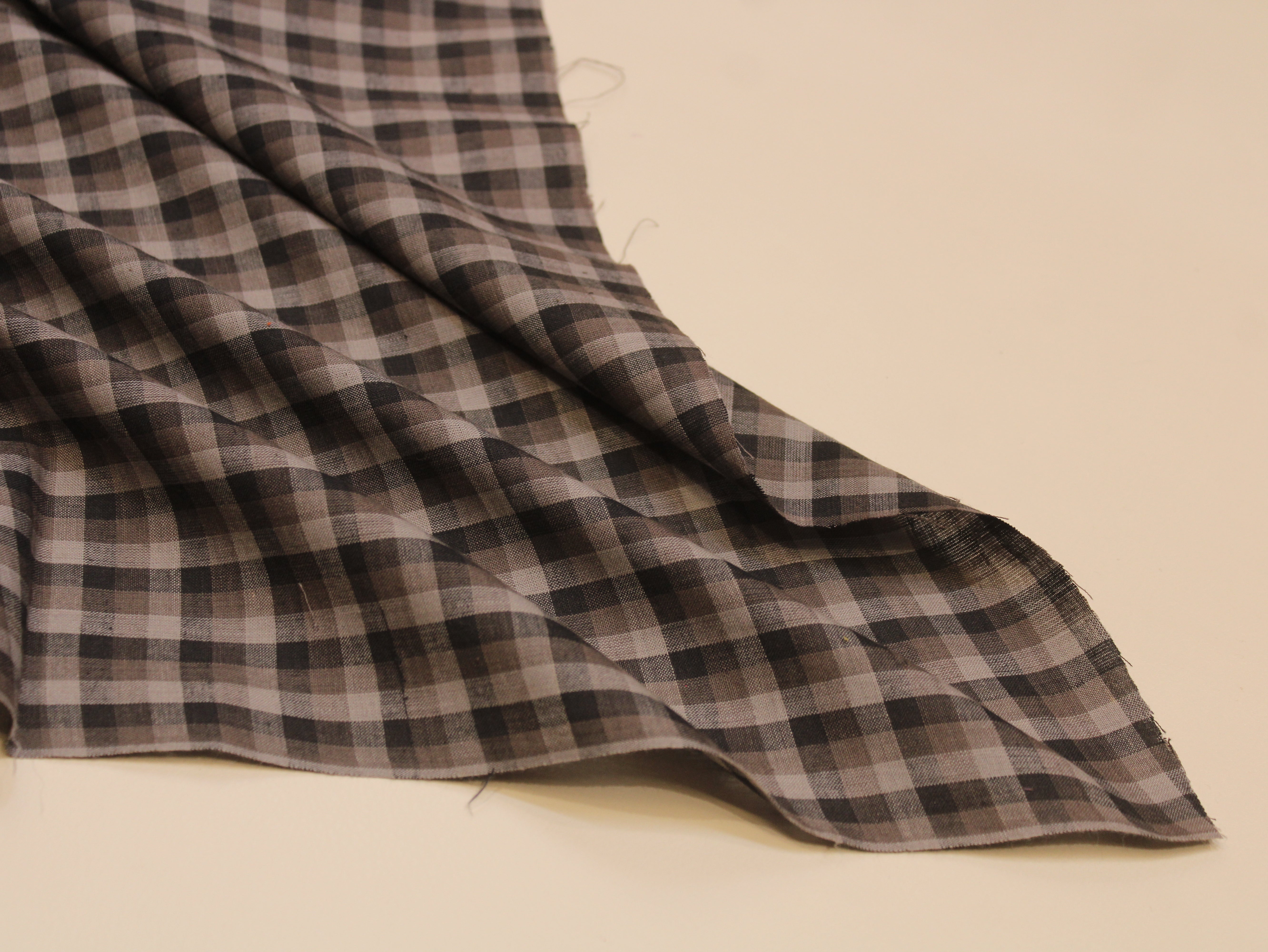 Pure Cotton Handloom Checked Fabric 44 Inch | Mfoks - Dark Brown