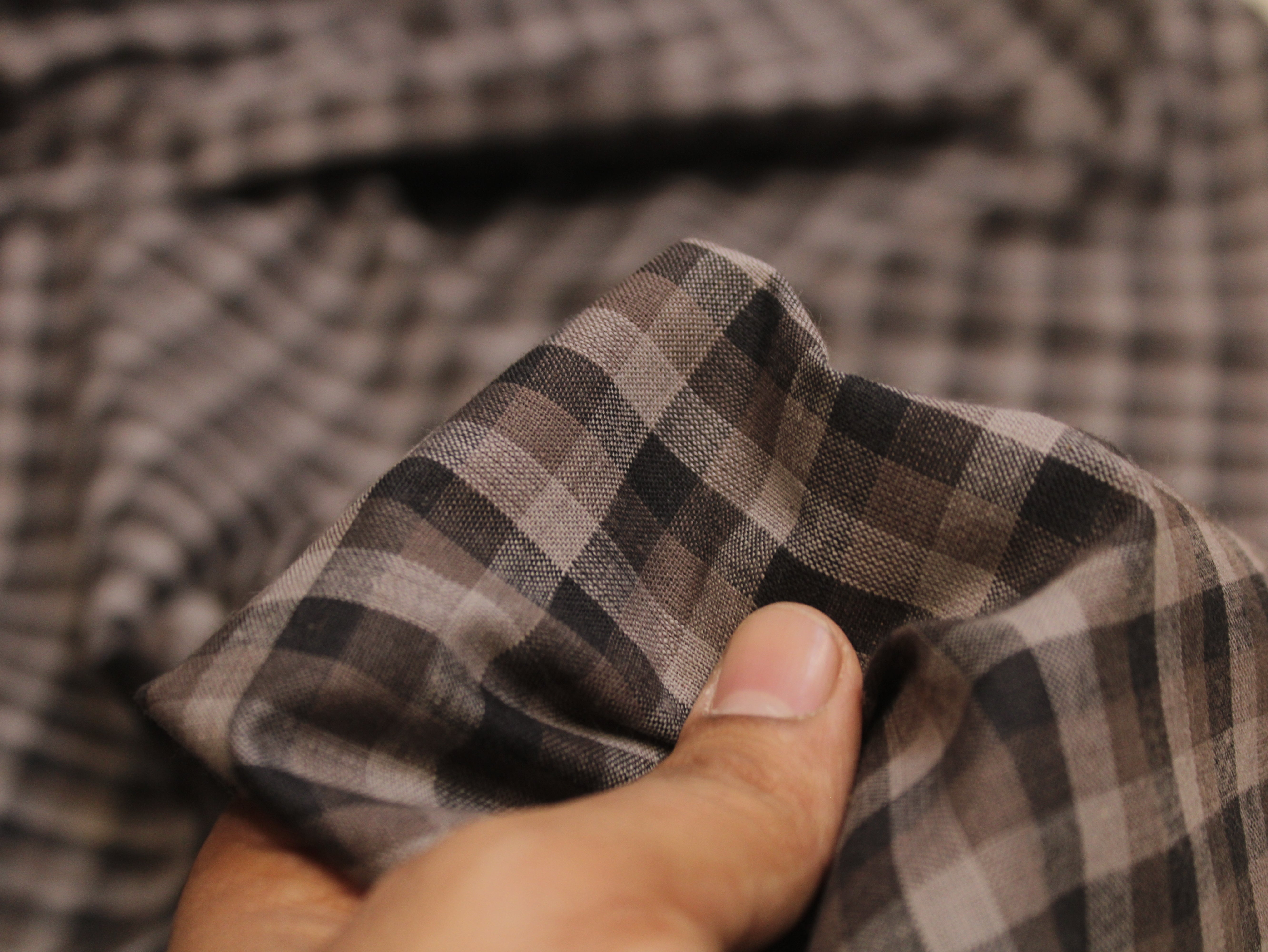 Pure Cotton Handloom Checked Fabric 44 Inch | Mfoks - Dark Brown