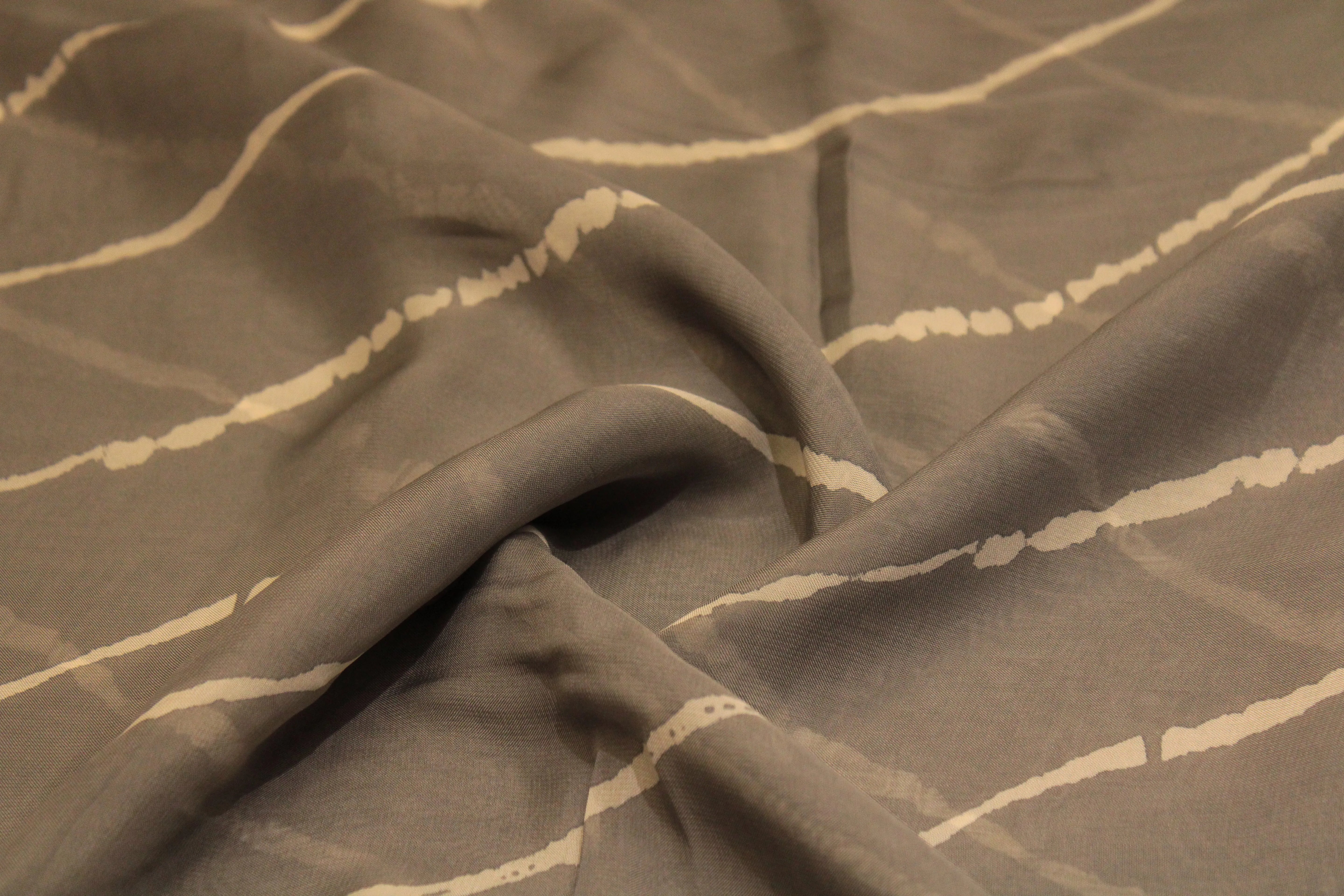 Knots: Pure Organza Lehariya Fabric - Gray