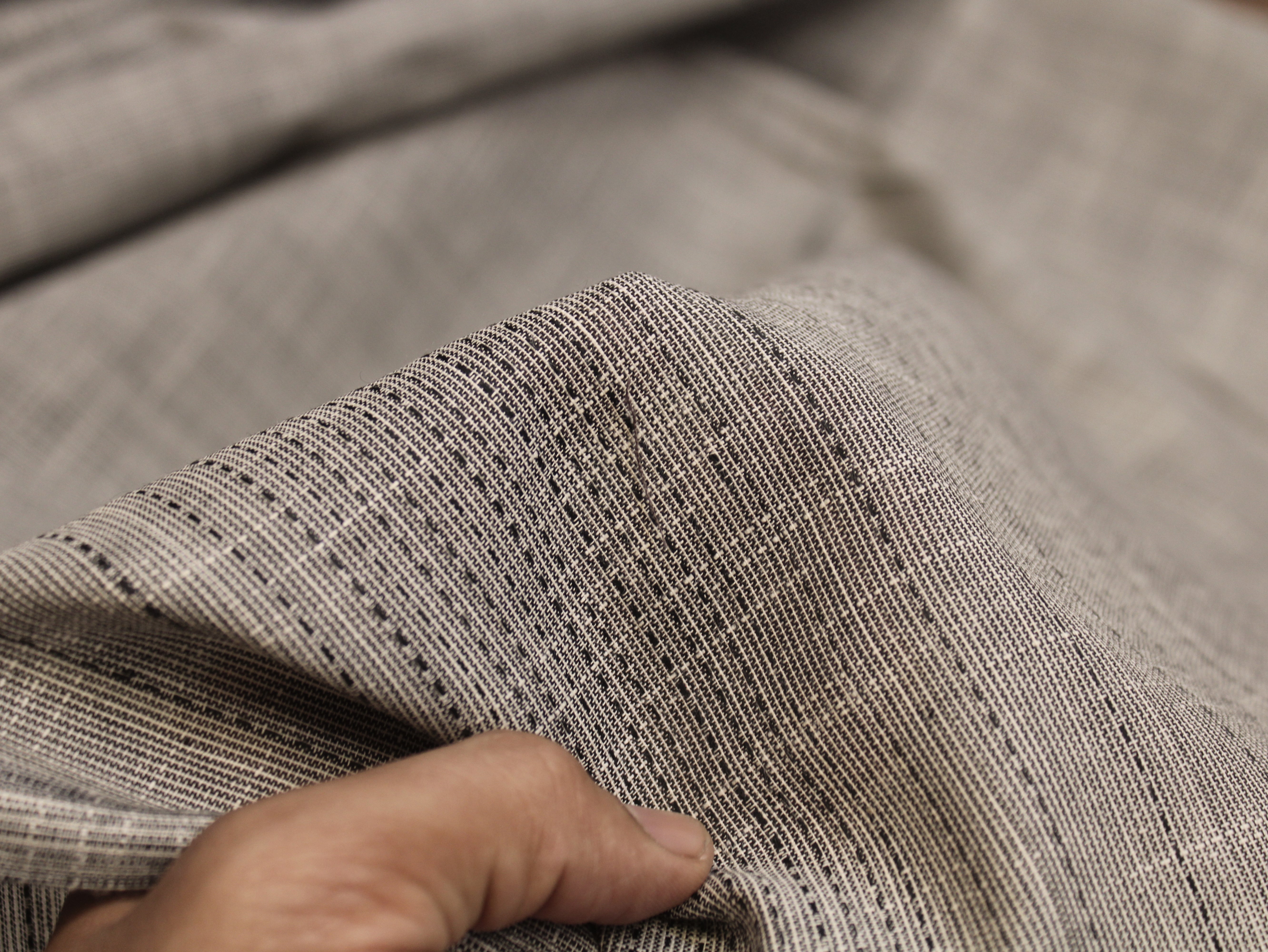 Pure Cotton Handloom Woven Fabric - 44 Inches - Grey