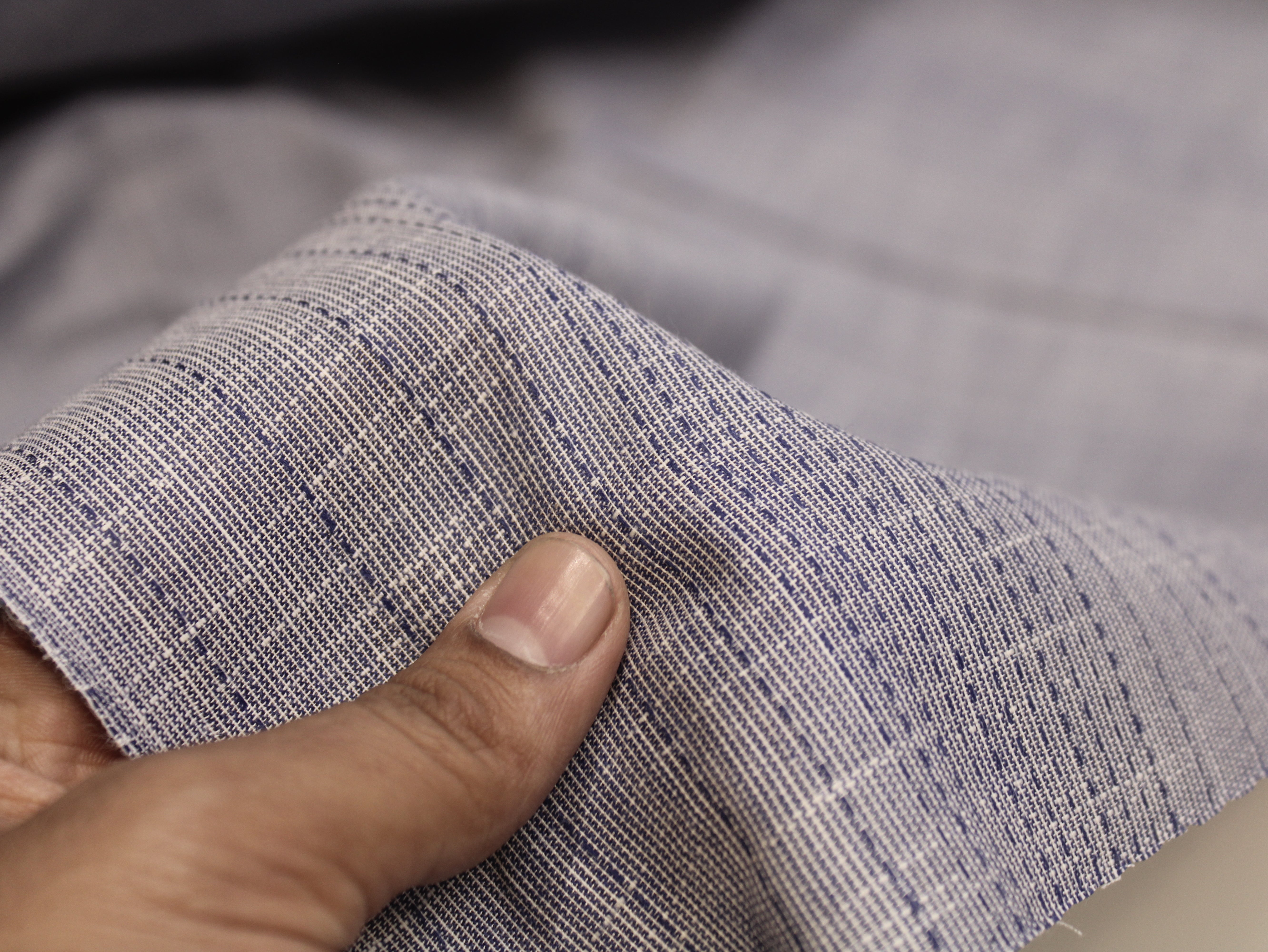 Pure Cotton Handloom Woven Fabric - 44 Inches - Light Blue