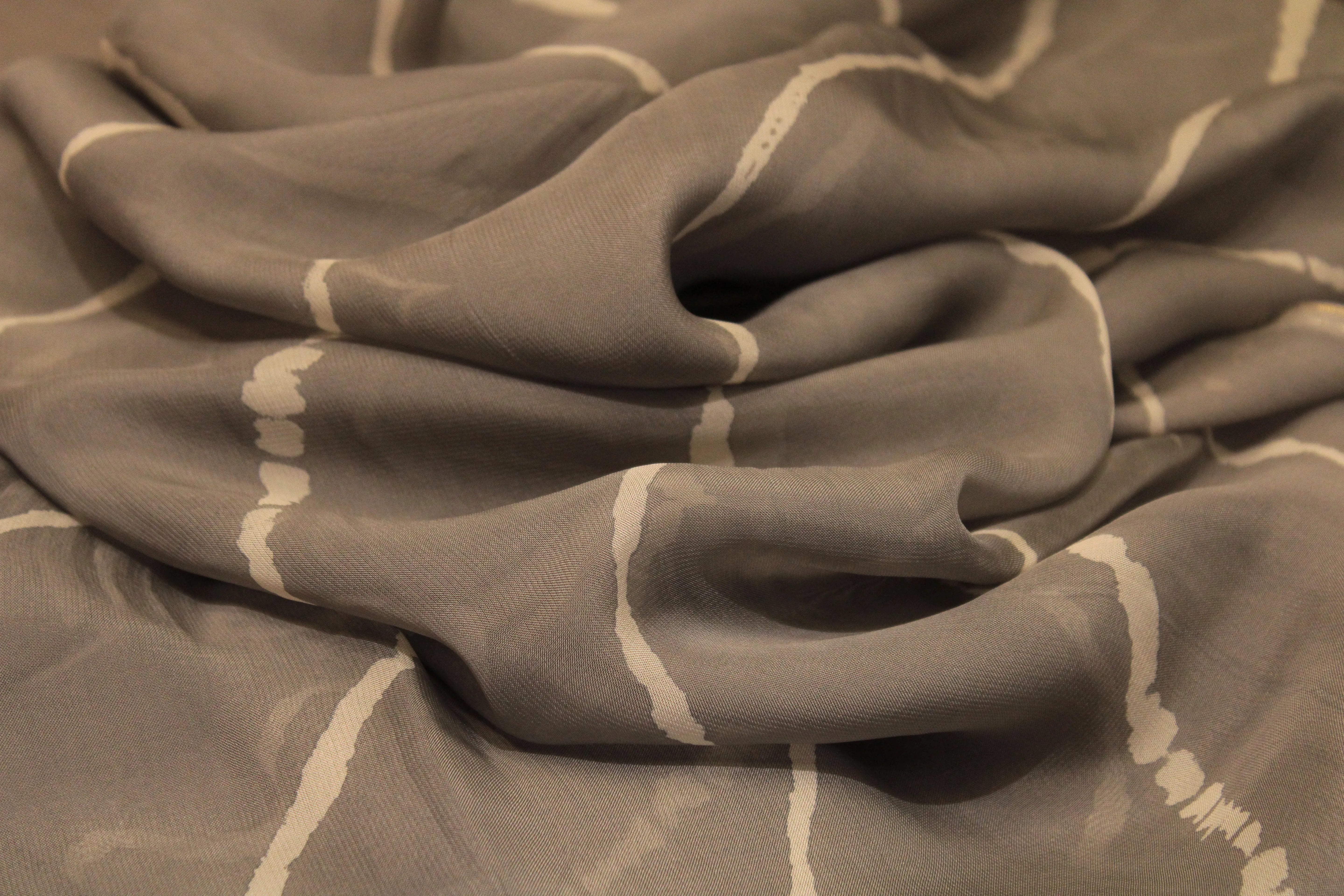 Knots: Pure Organza Lehariya Fabric - Gray