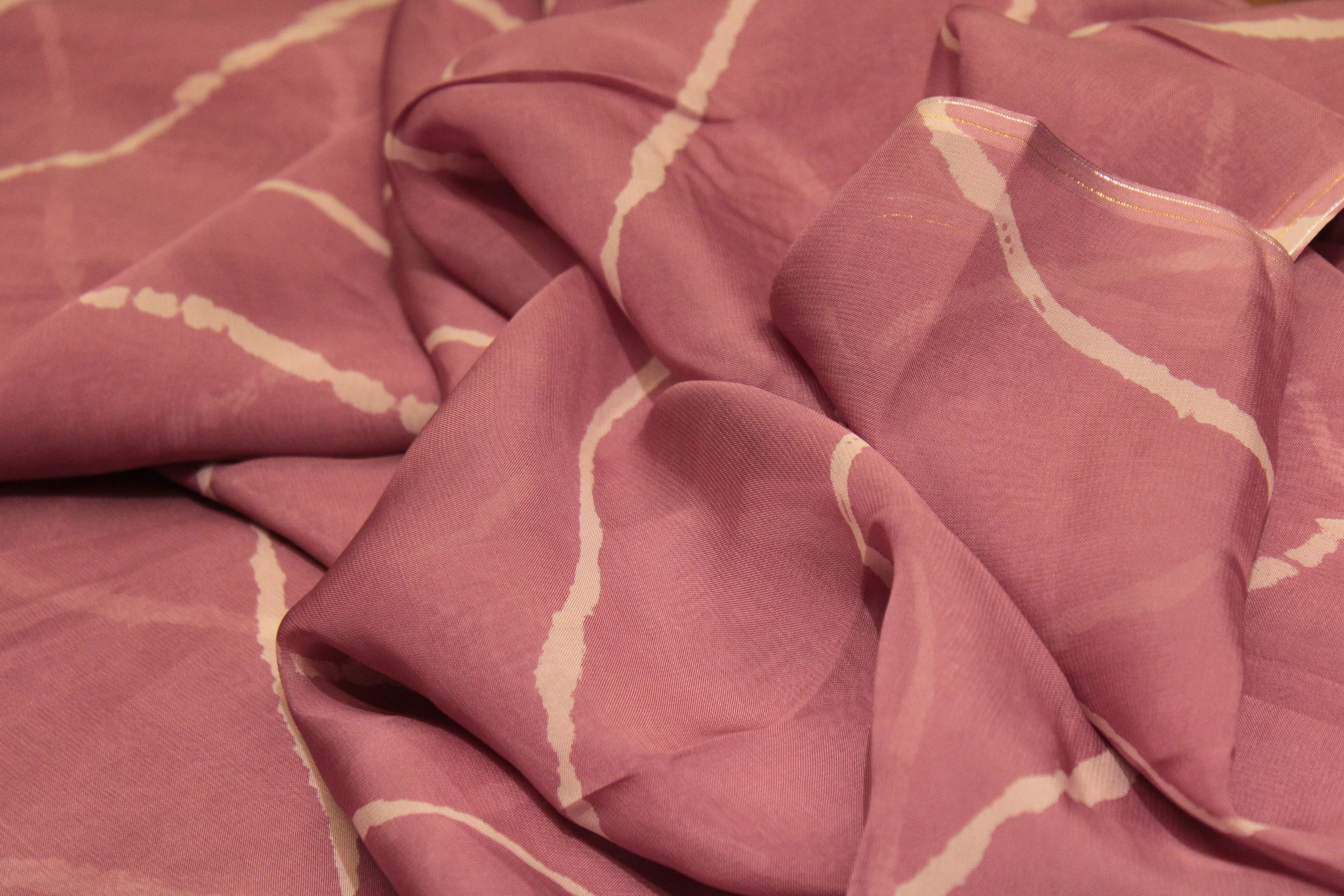 Knots: Pure Organza Lehariya Fabric - Onion