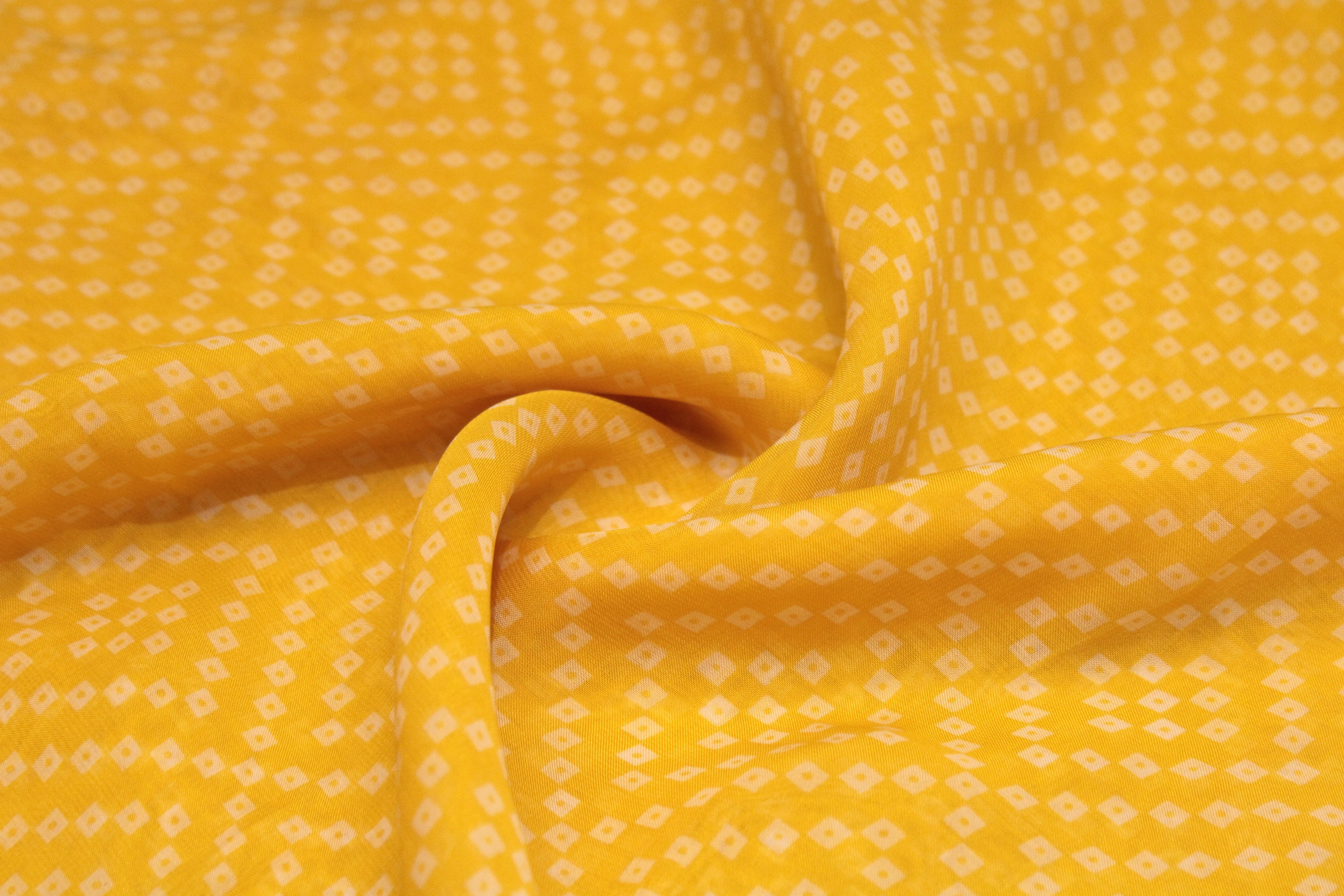 Knots: Pure Organza Bandhej Fabric - Yellow