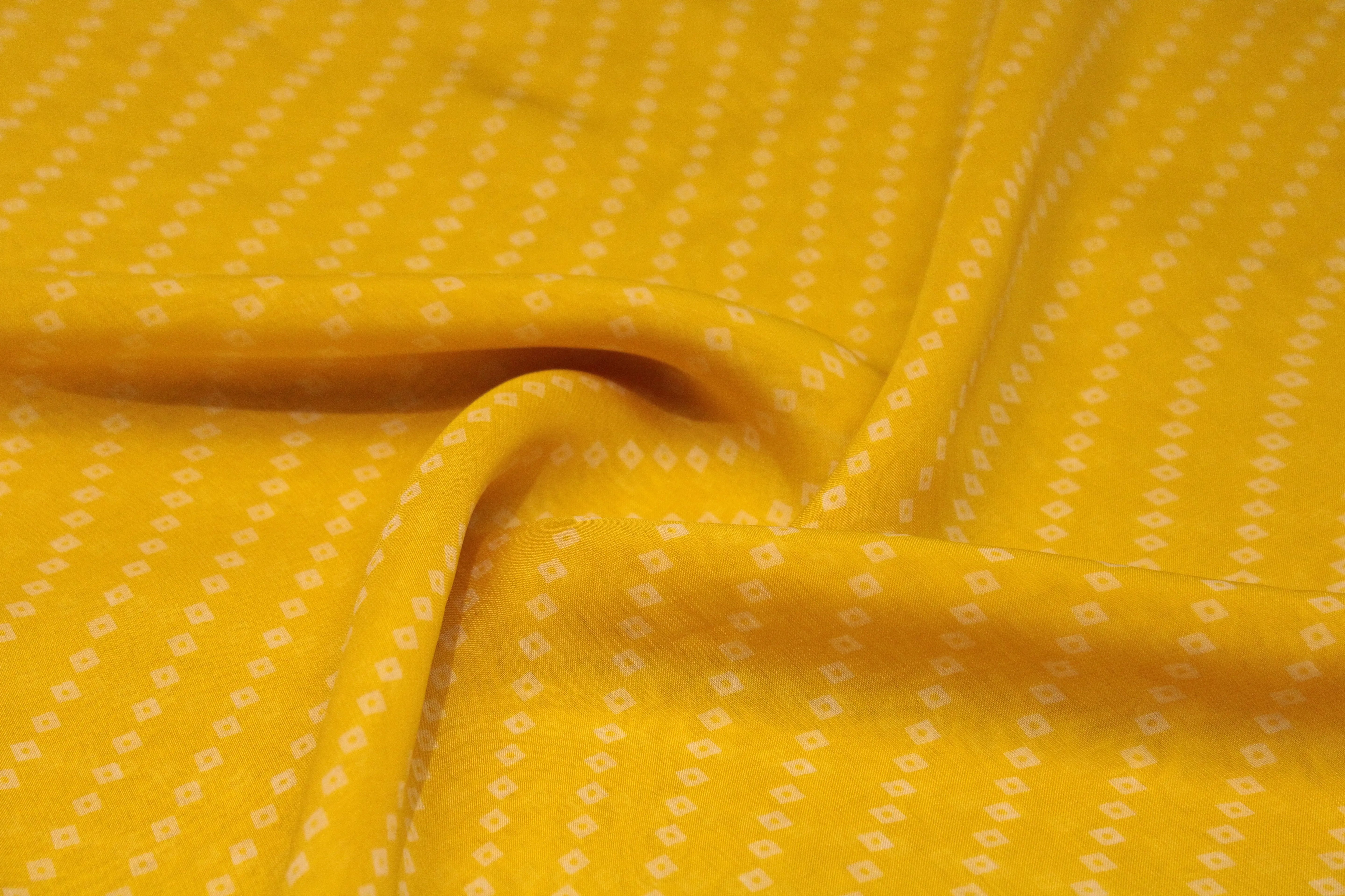 Knots: Pure Organza Bandhej Fabric - Yellow