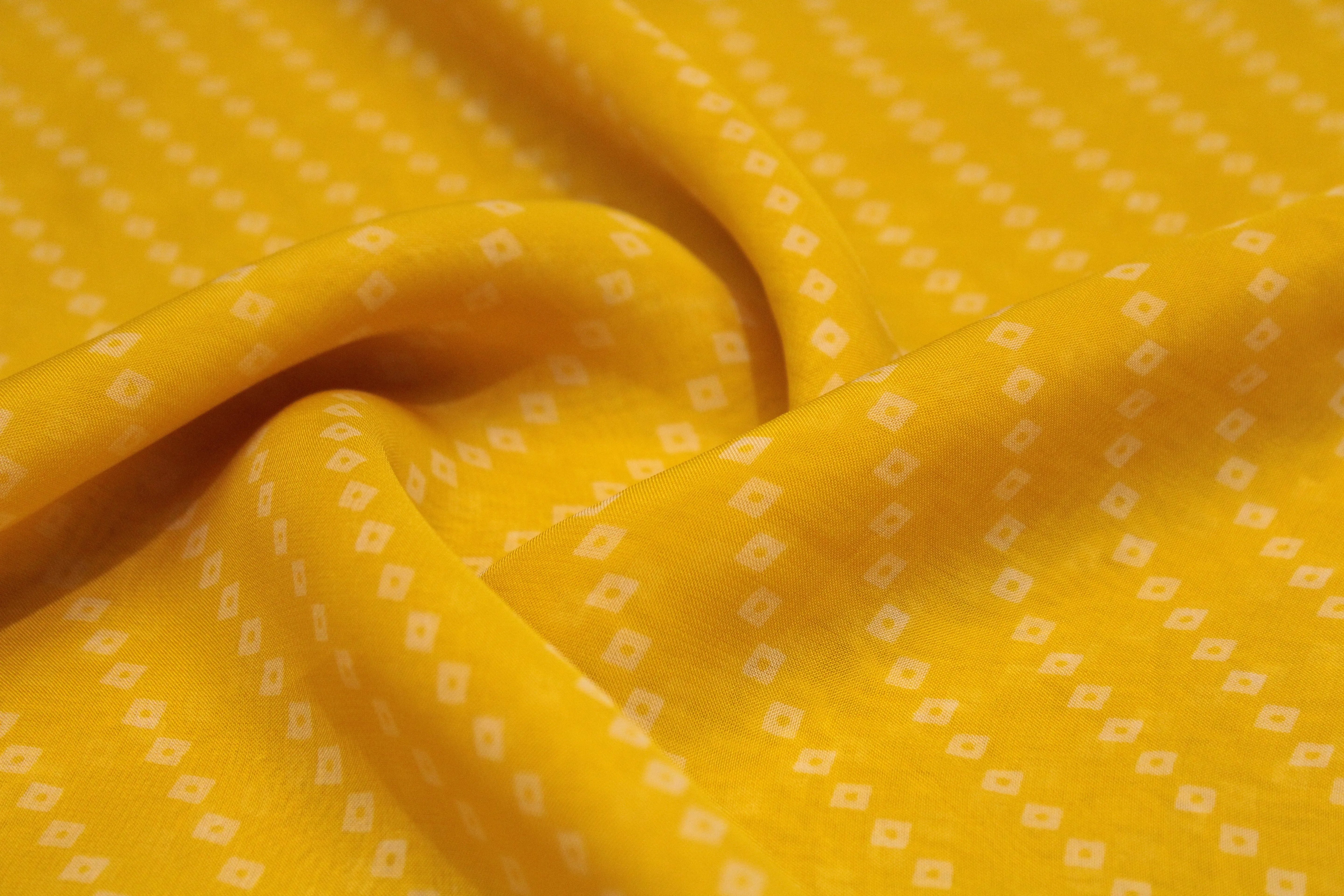 Knots: Pure Organza Bandhej Fabric - Yellow