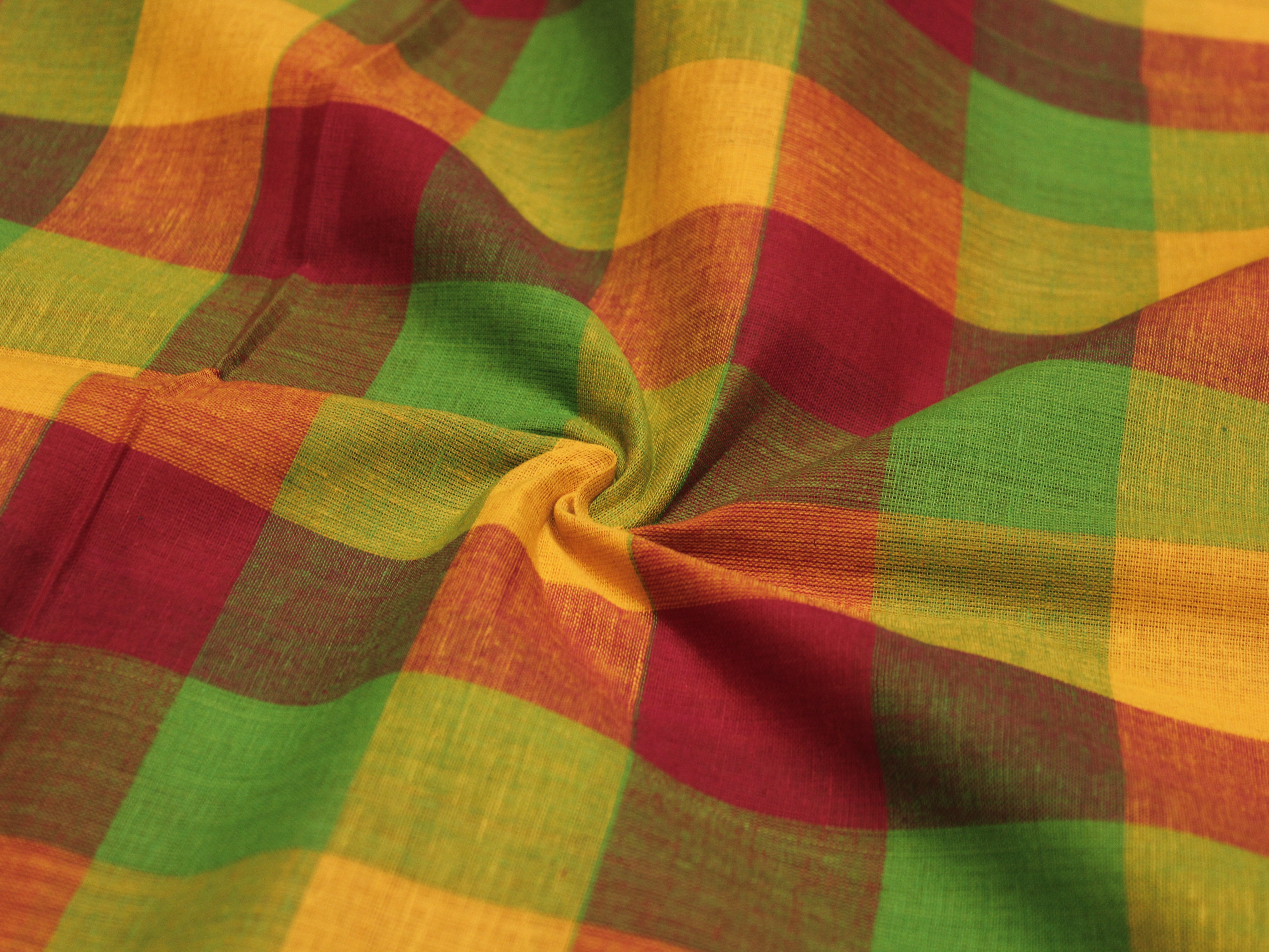Pure Cotton Handloom Multi Checked Fabric 44 Inch | Mfoks