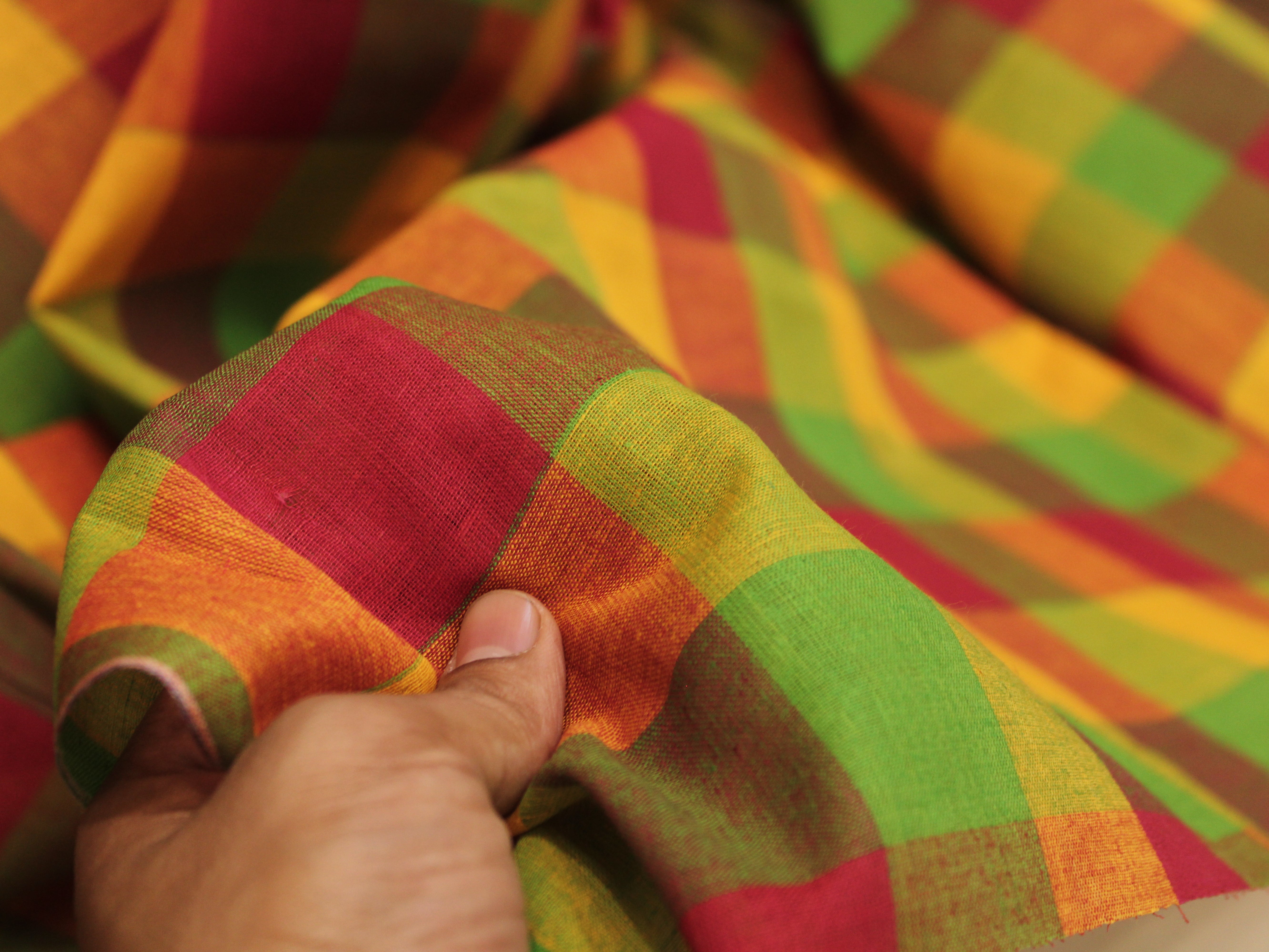 Pure Cotton Handloom Multi Checked Fabric 44 Inch | Mfoks