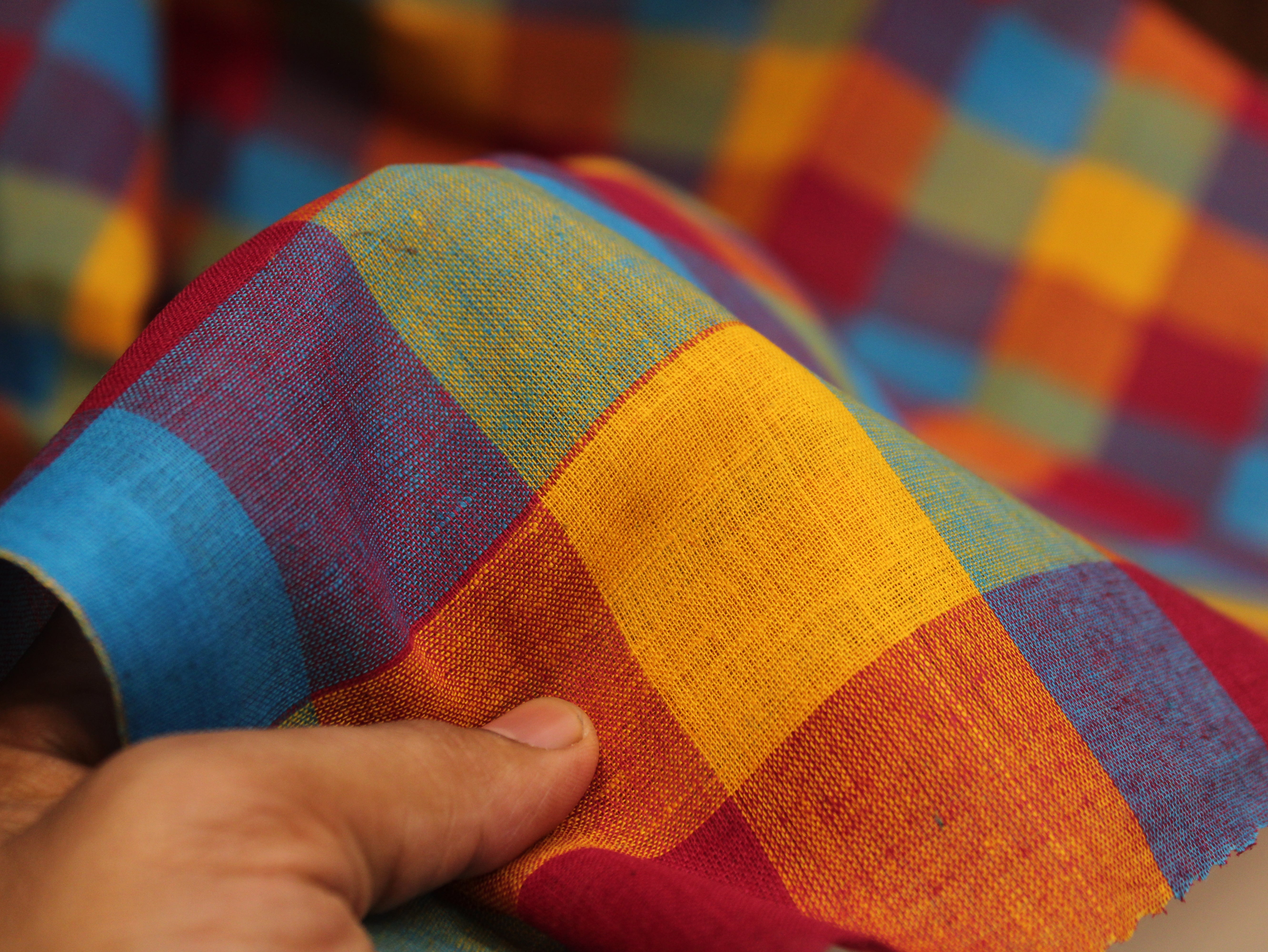 Pure Cotton Handloom Multi Checked Fabric 44 Inch | Mfoks