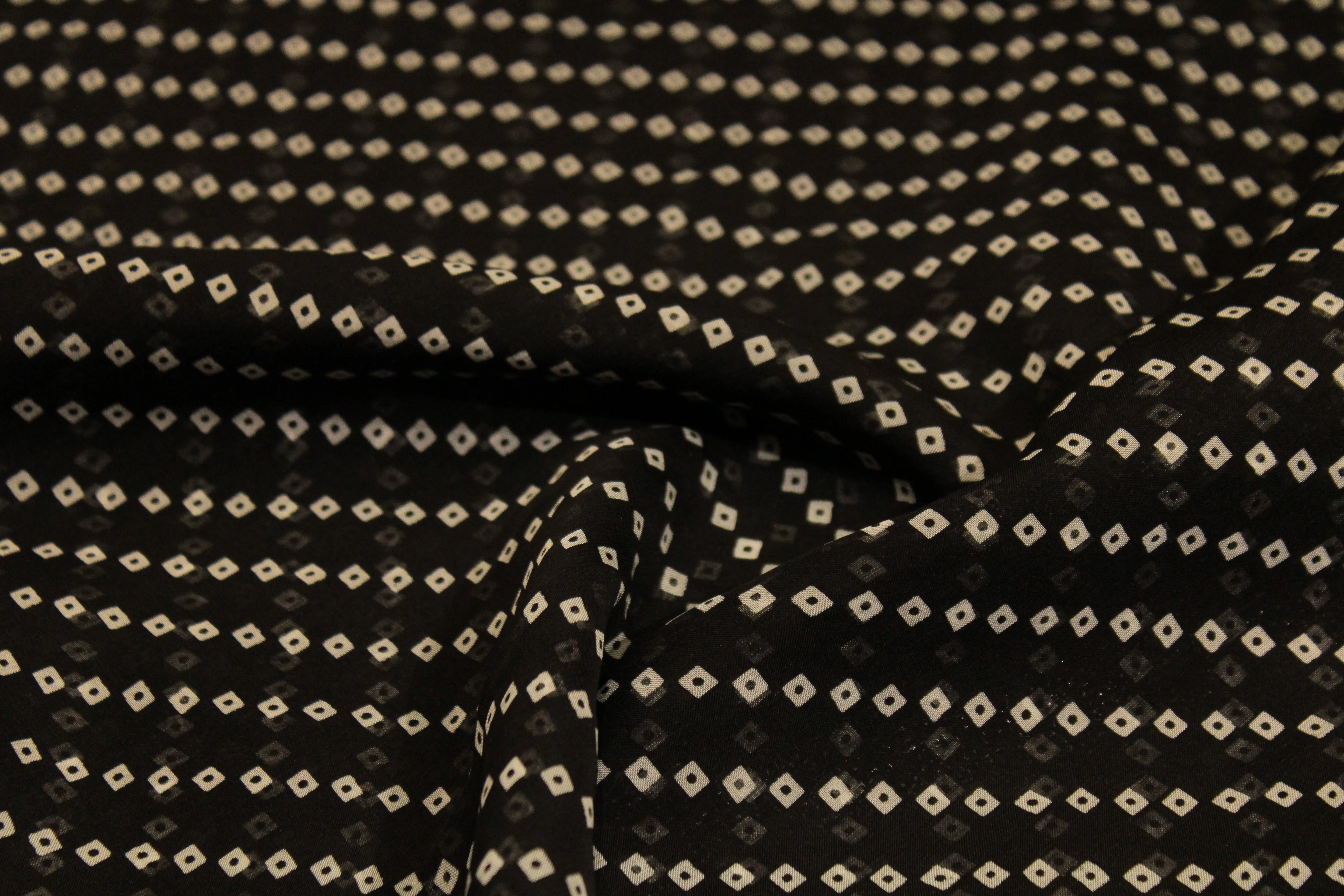 Knots: Pure Organza Bandhej Fabric - Black