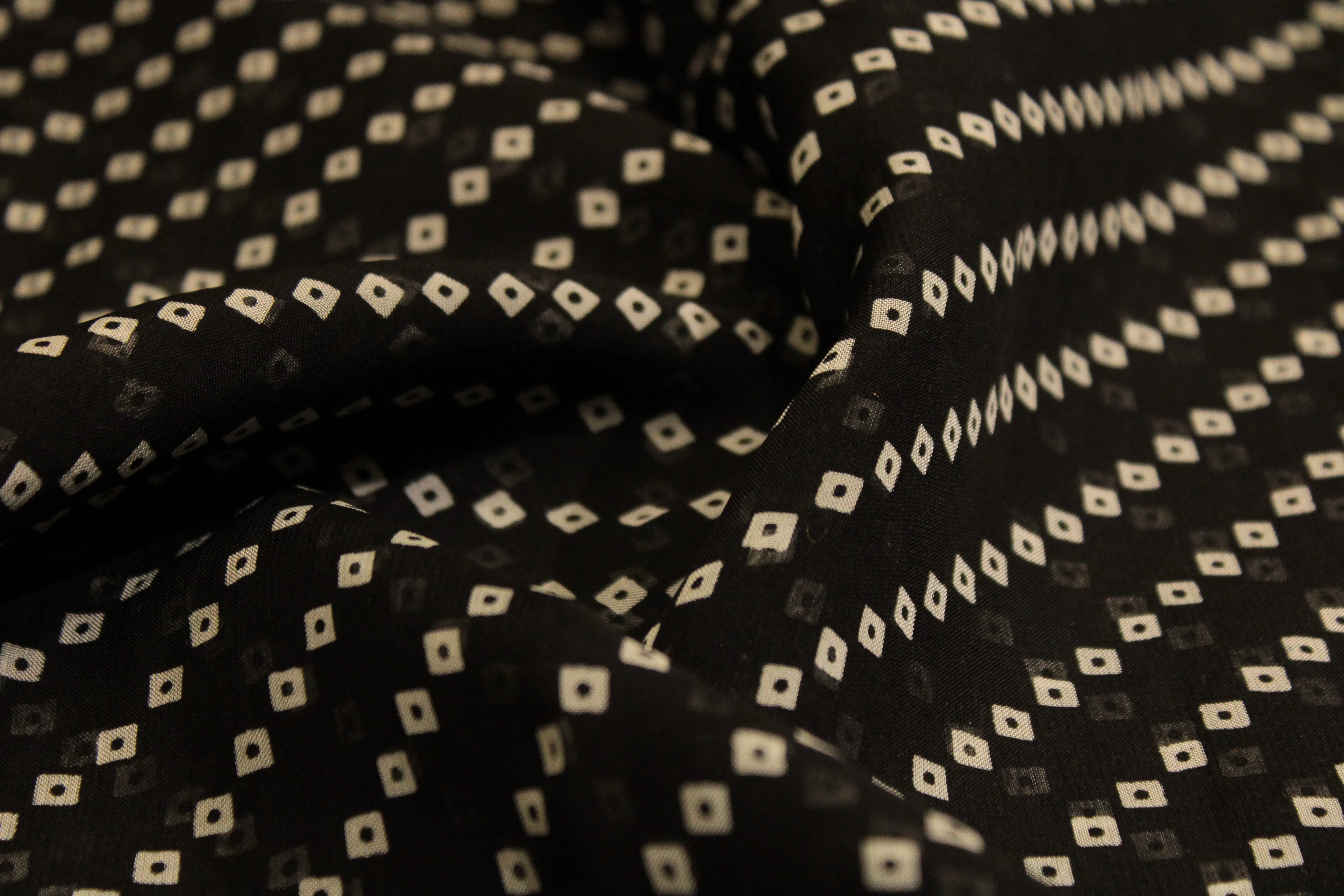 Knots: Pure Organza Bandhej Fabric - Black