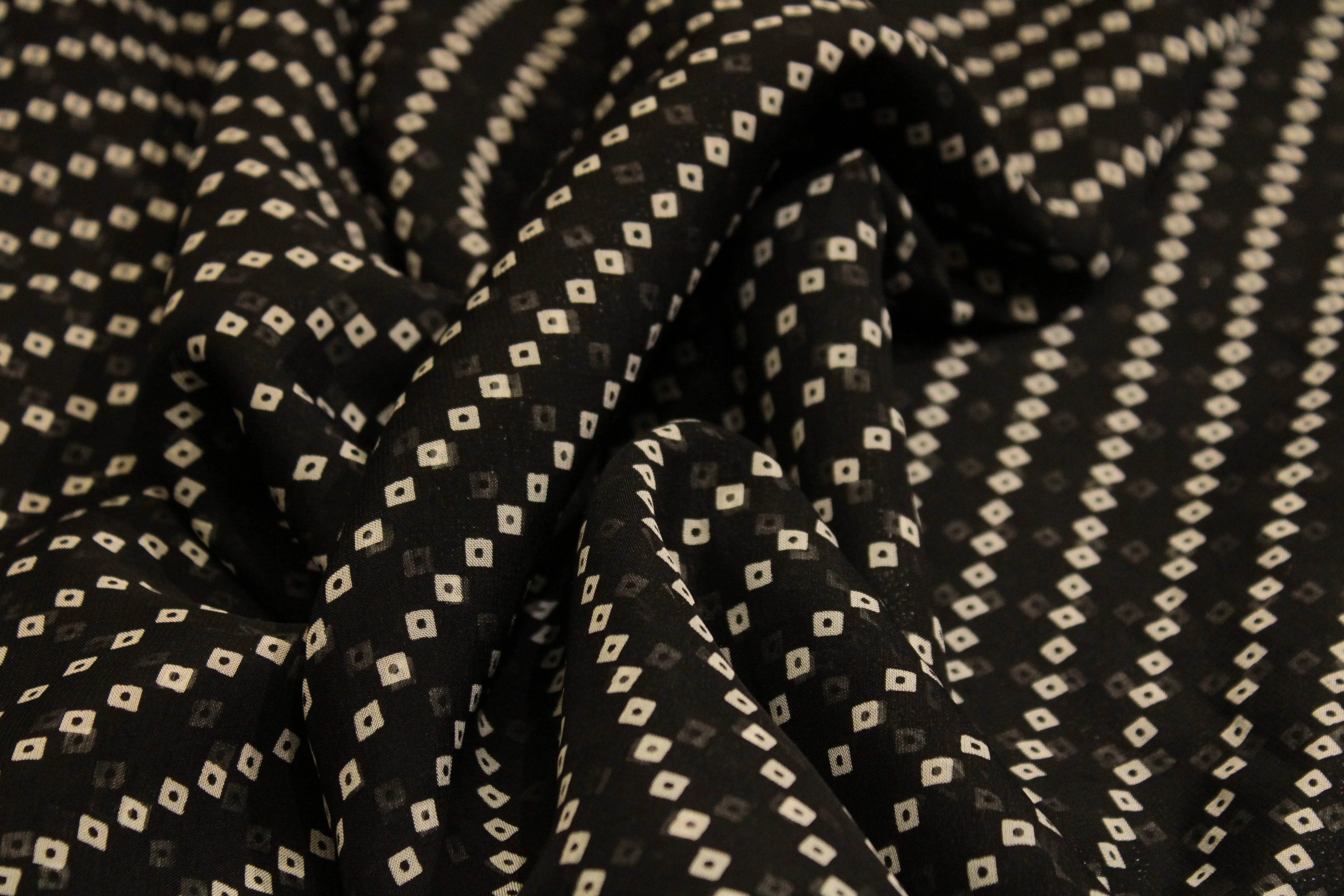 Knots: Pure Organza Bandhej Fabric - Black