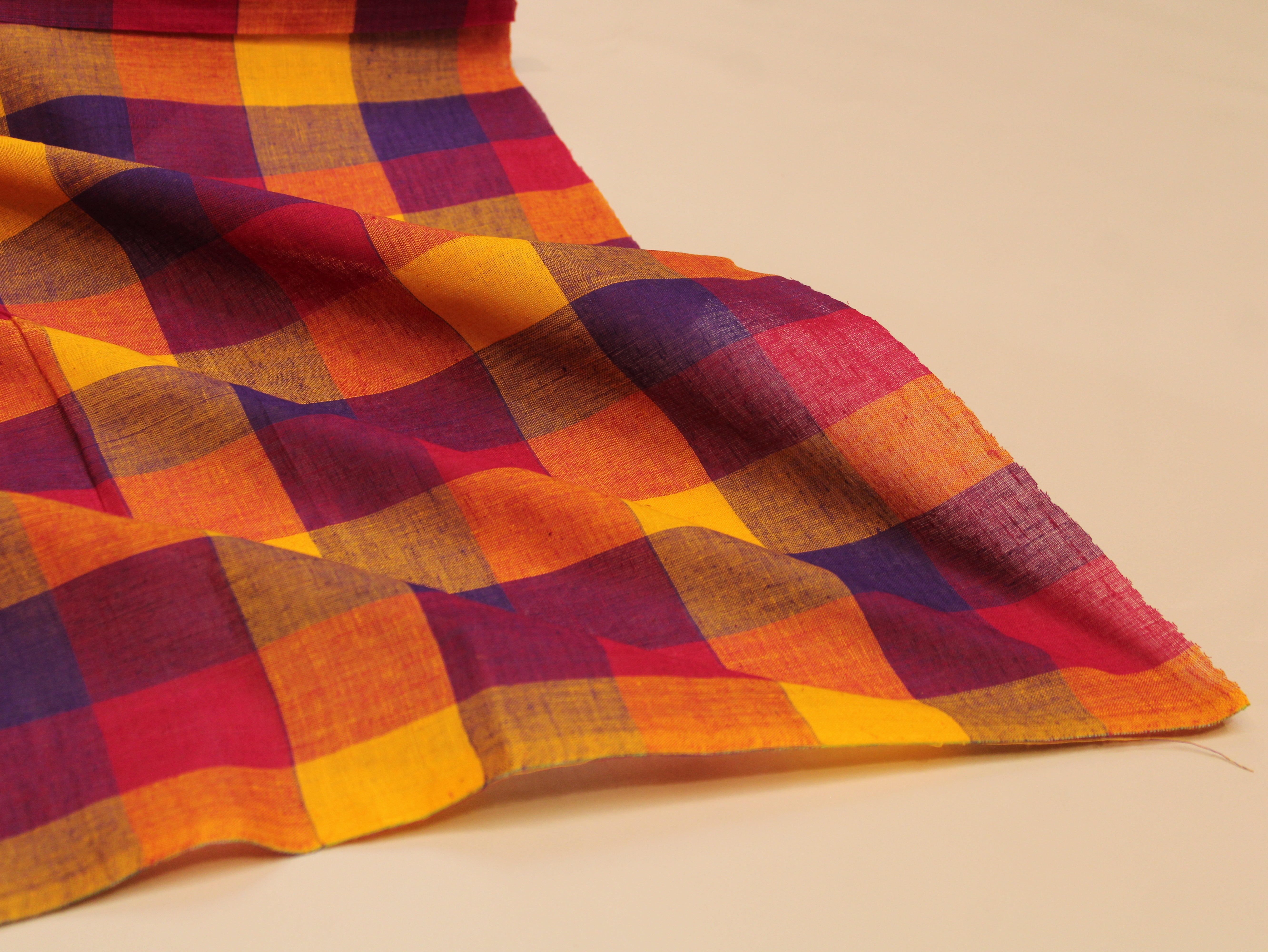 Pure Cotton Handloom Multi Checked Fabric 44 Inch | Mfoks