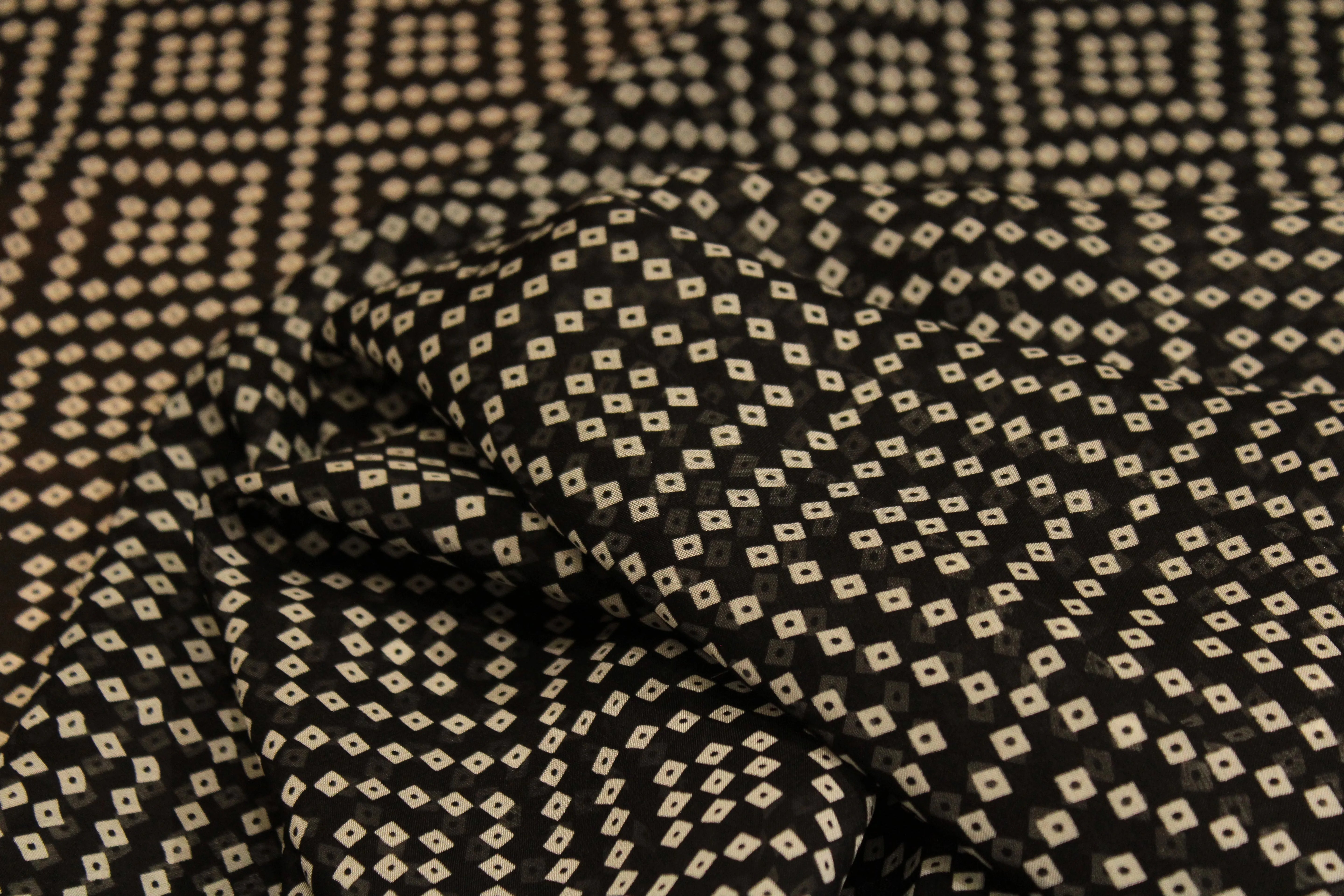 Knots: Pure Organza Bandhej Fabric - Black