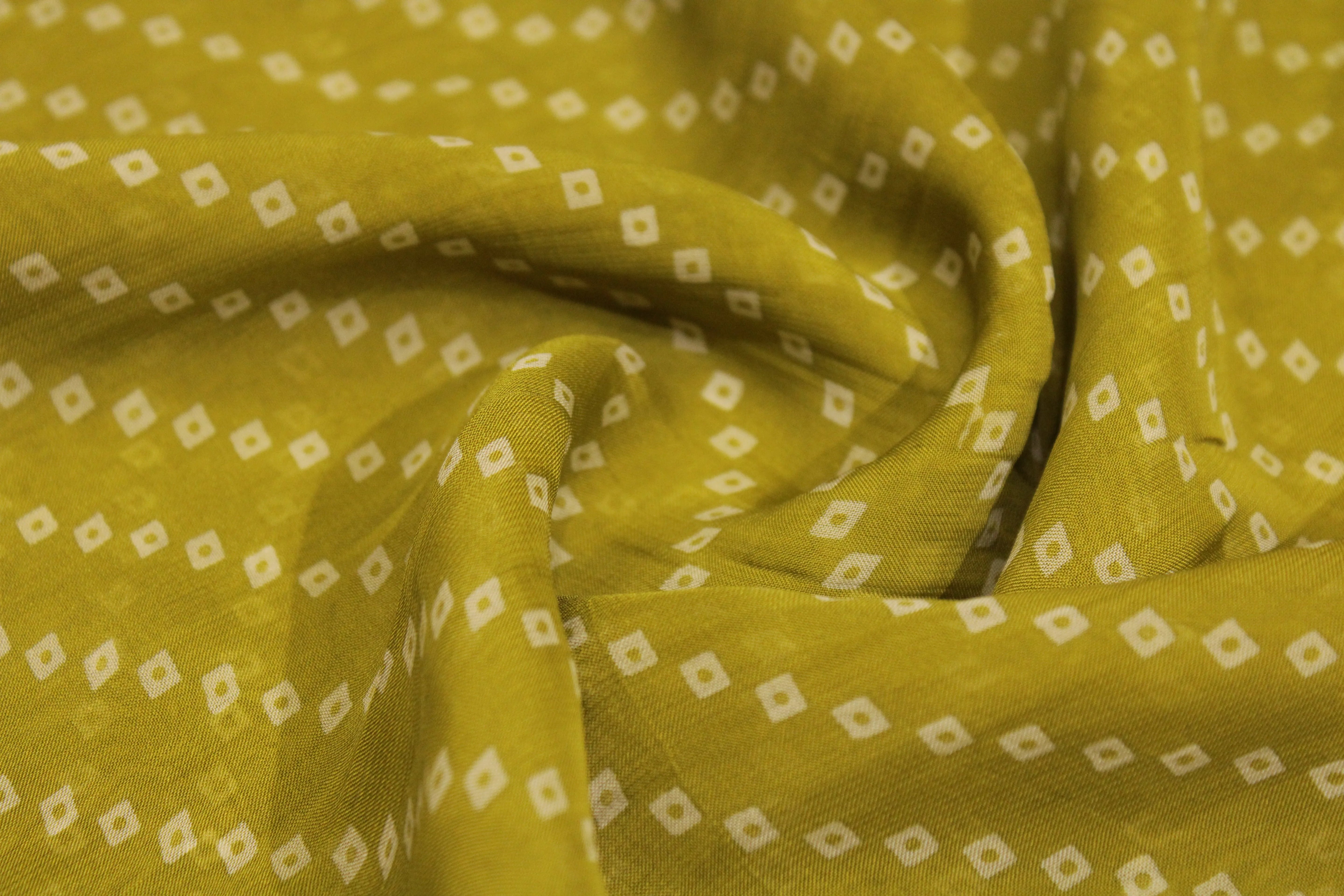 Knots: Pure Organza Bandhej Fabric - Mehandi