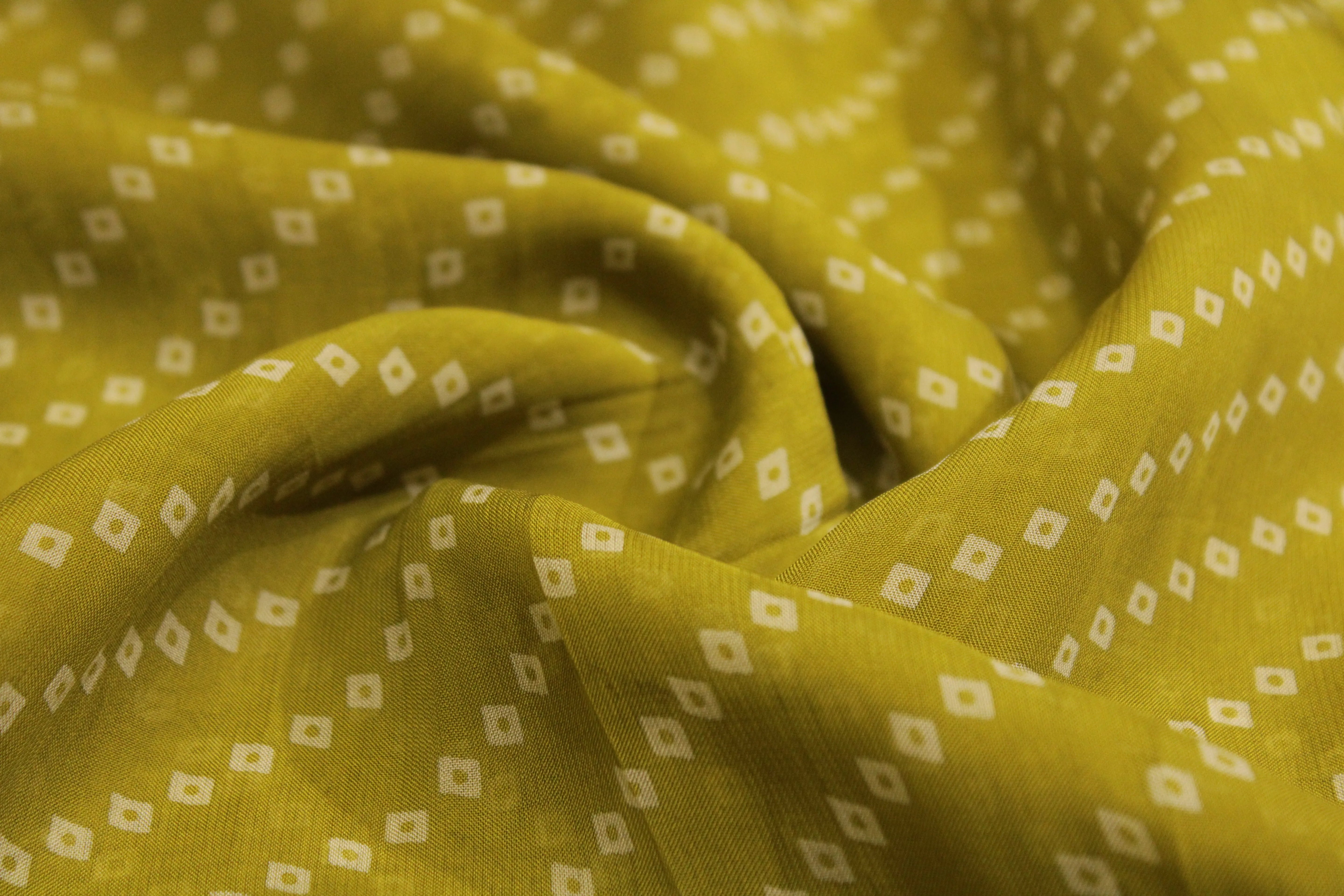 Knots: Pure Organza Bandhej Fabric - Mehandi