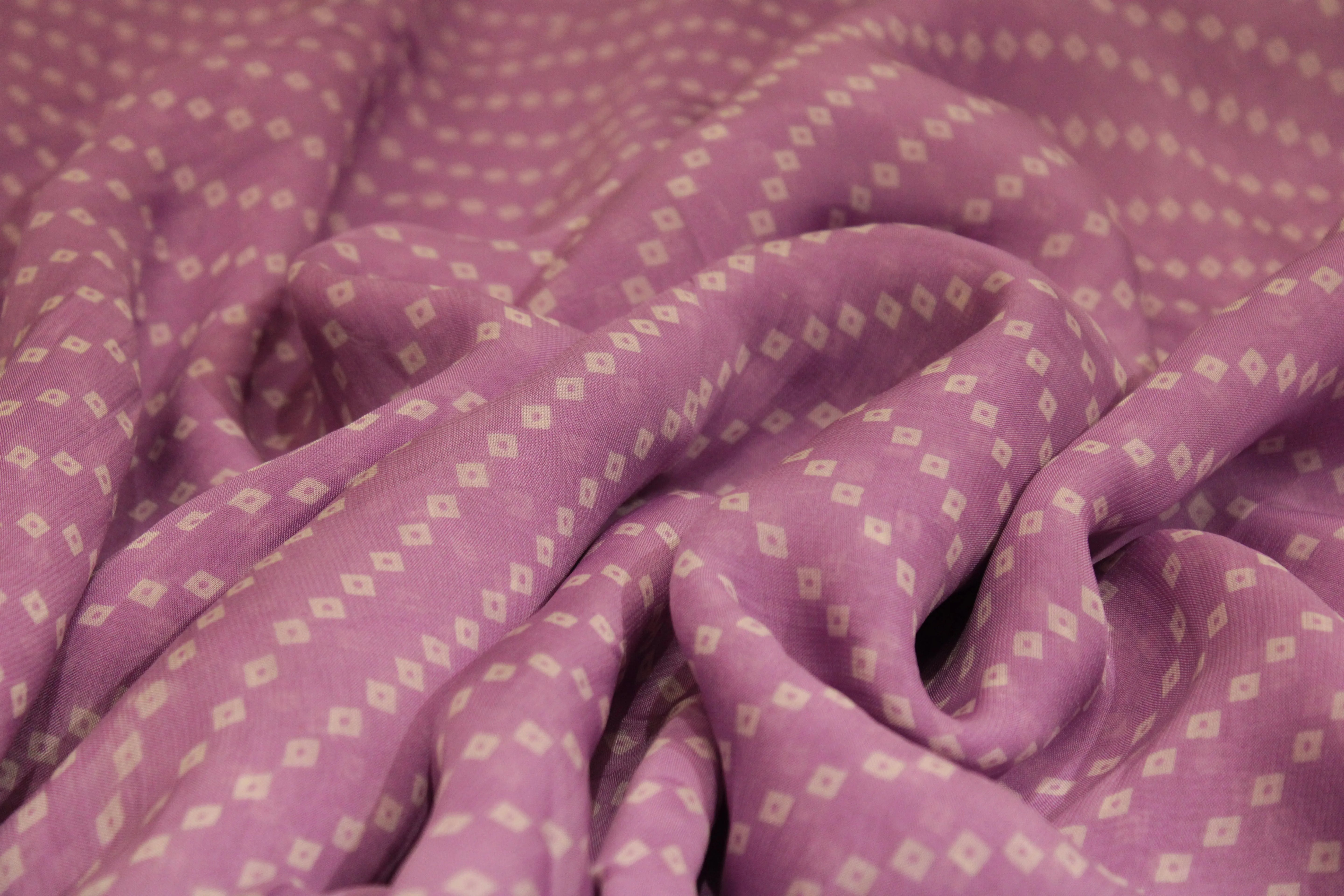 Knots: Pure Organza Bandhej Fabric - Lavender