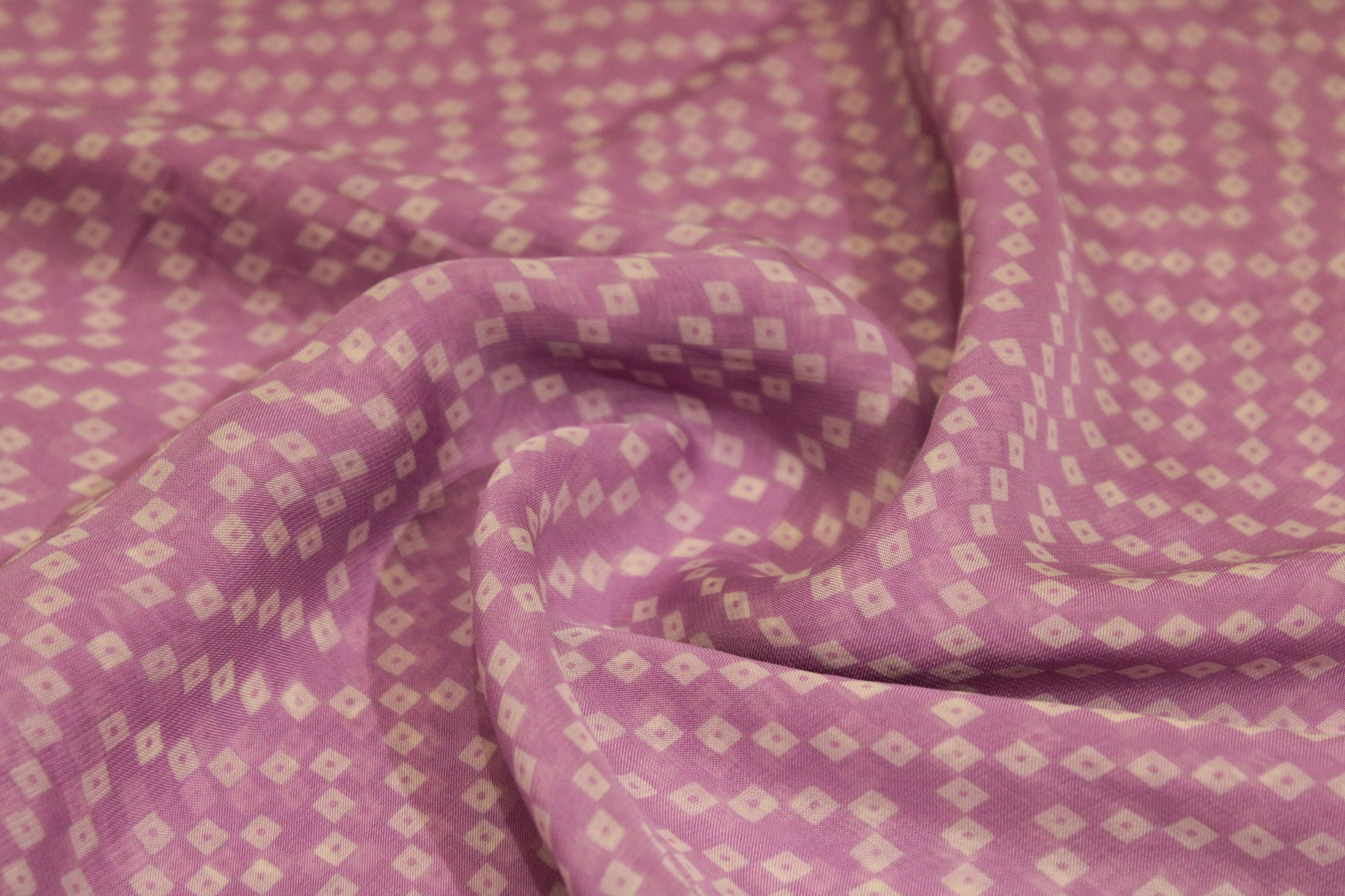 Knots: Pure Organza Bandhej Fabric - Lavender