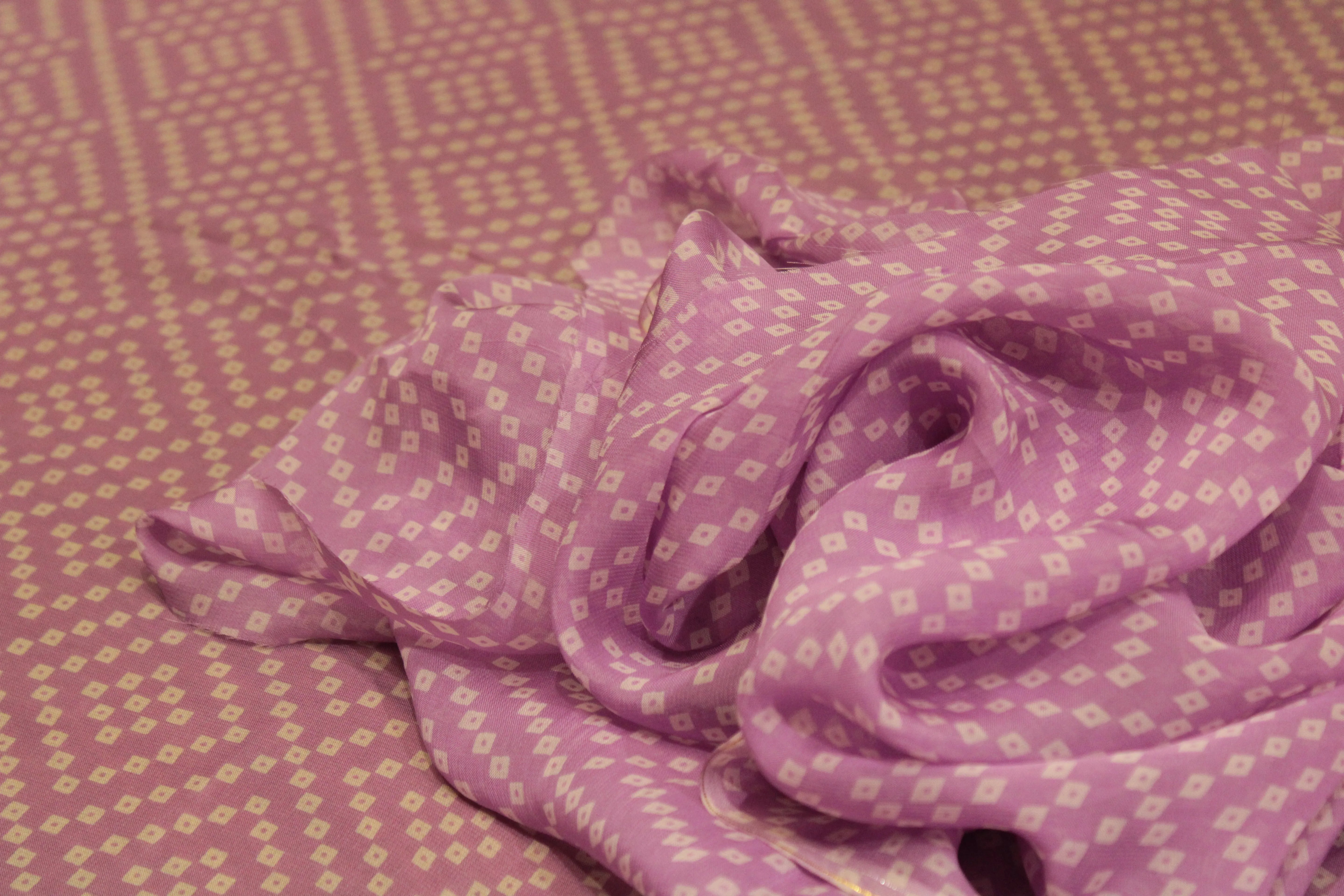 Knots: Pure Organza Bandhej Fabric - Lavender