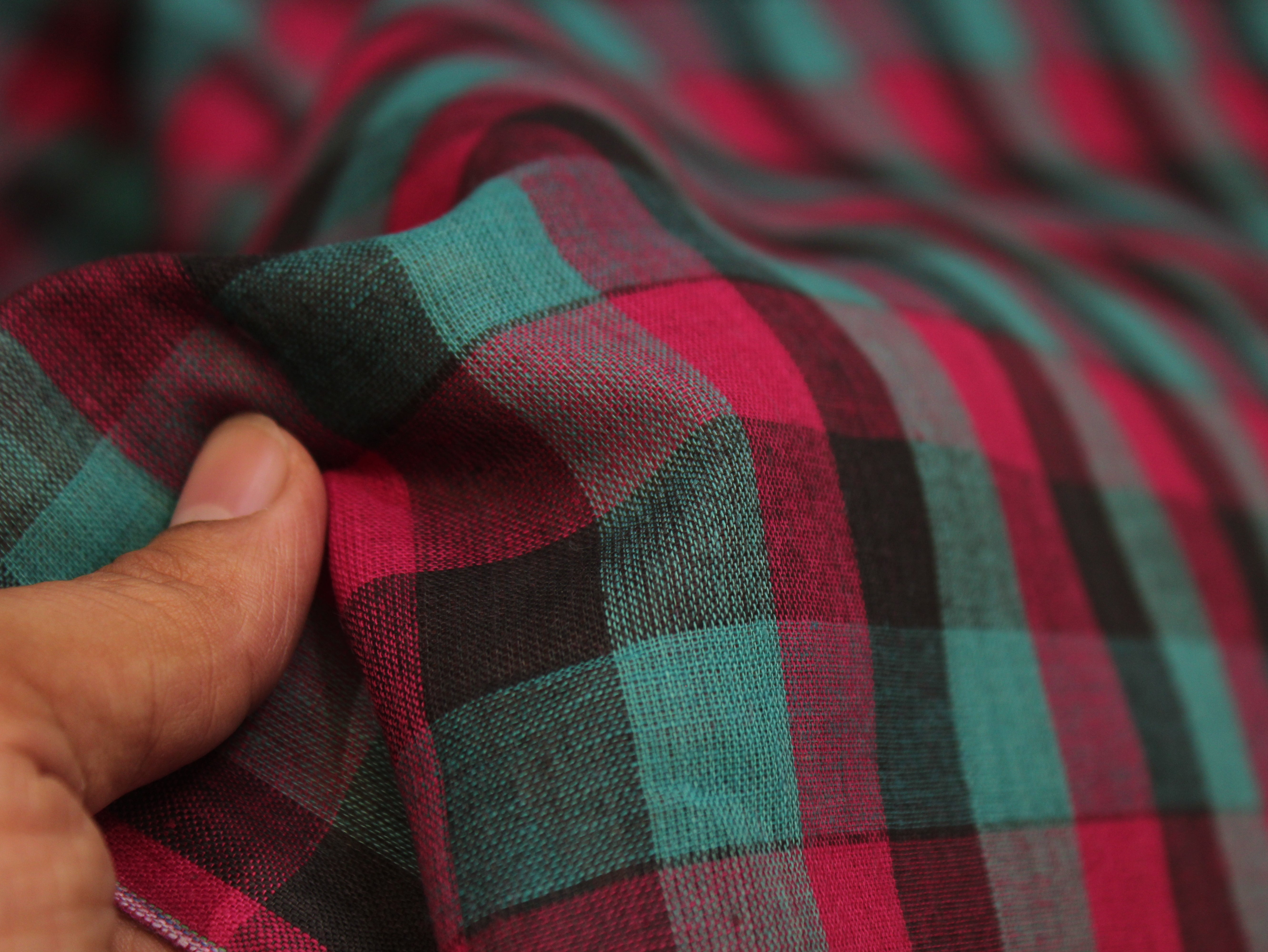 Pure Cotton Handloom Multi Checked Fabric 44 Inch | Mfoks