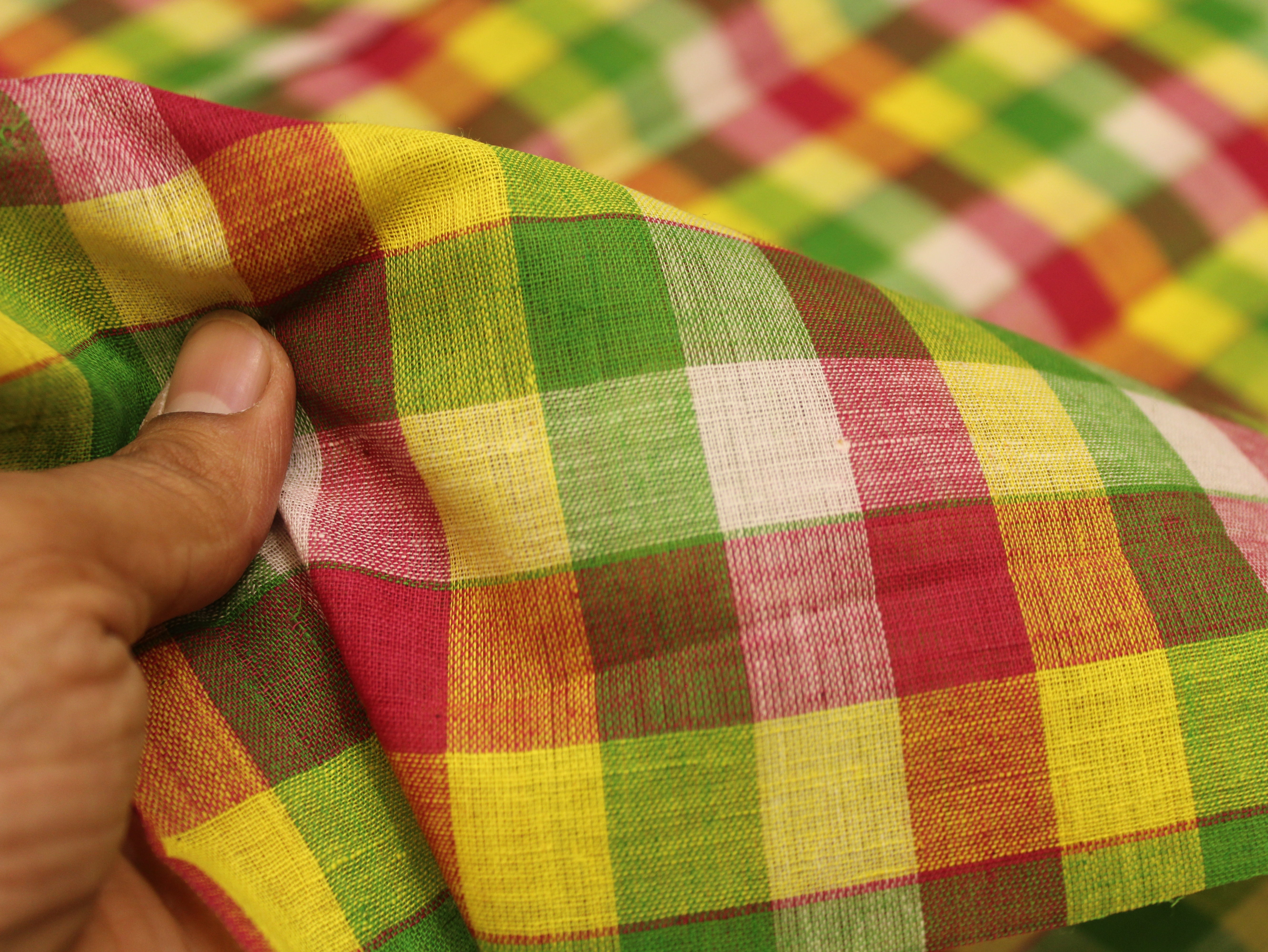 Pure Cotton Handloom Multi Checked Fabric 44 Inch | Mfoks