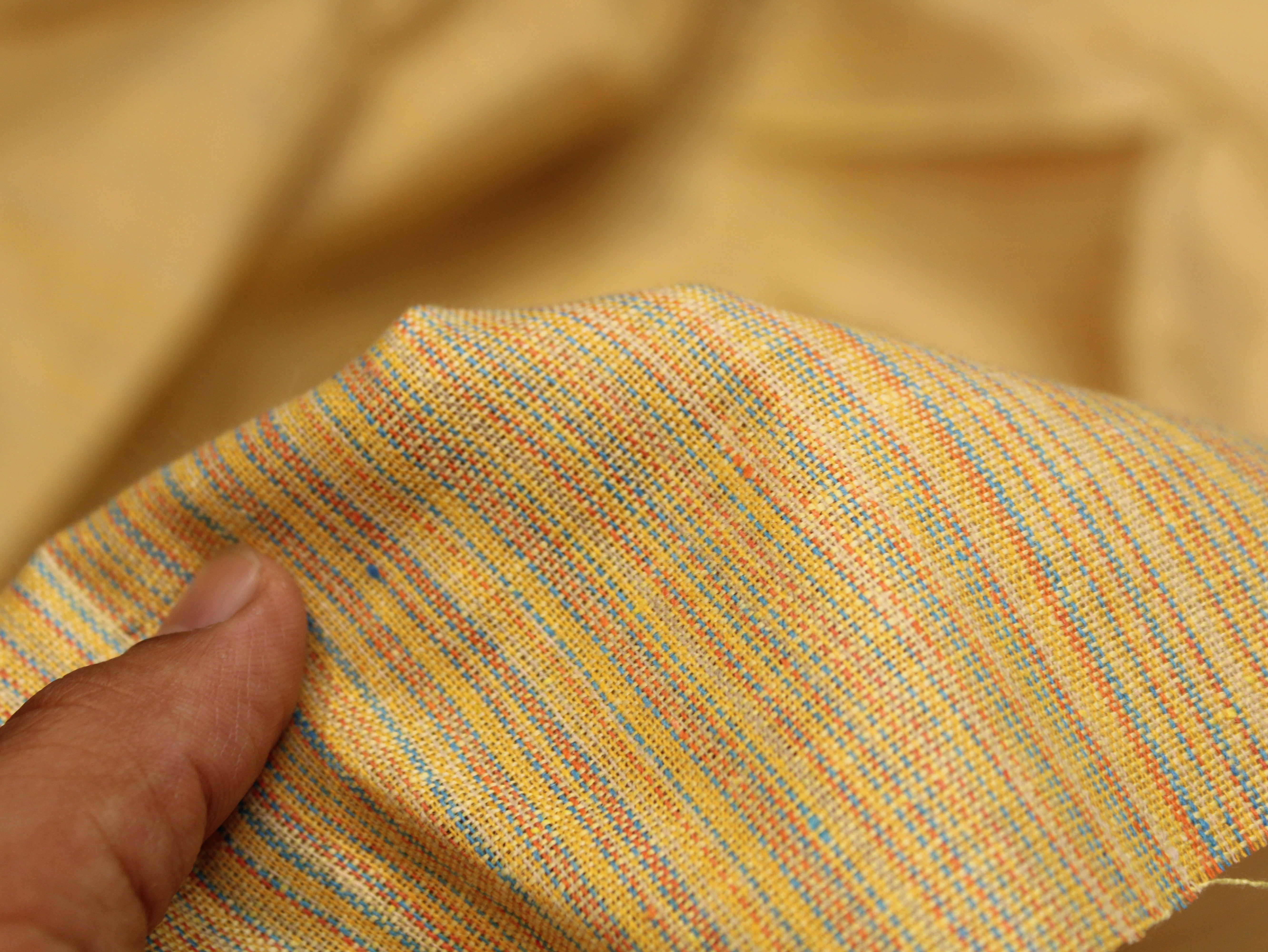 Pure Cotton Handloom Woven Fabric — Yellow | Solid | 44 Inch