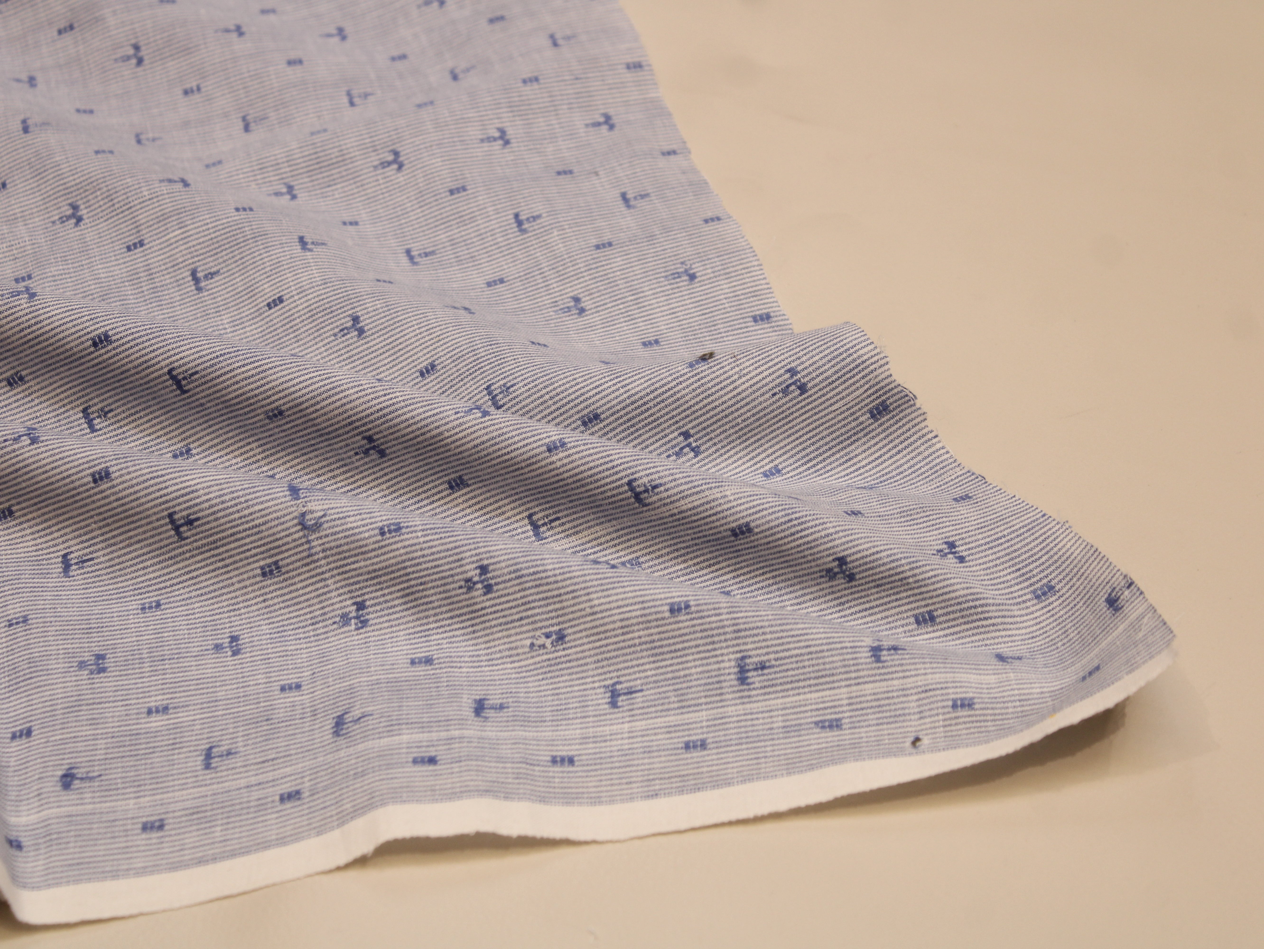 Pure Cotton Jamdani Self-Woven Fabric – 44 Inches - Light Blue