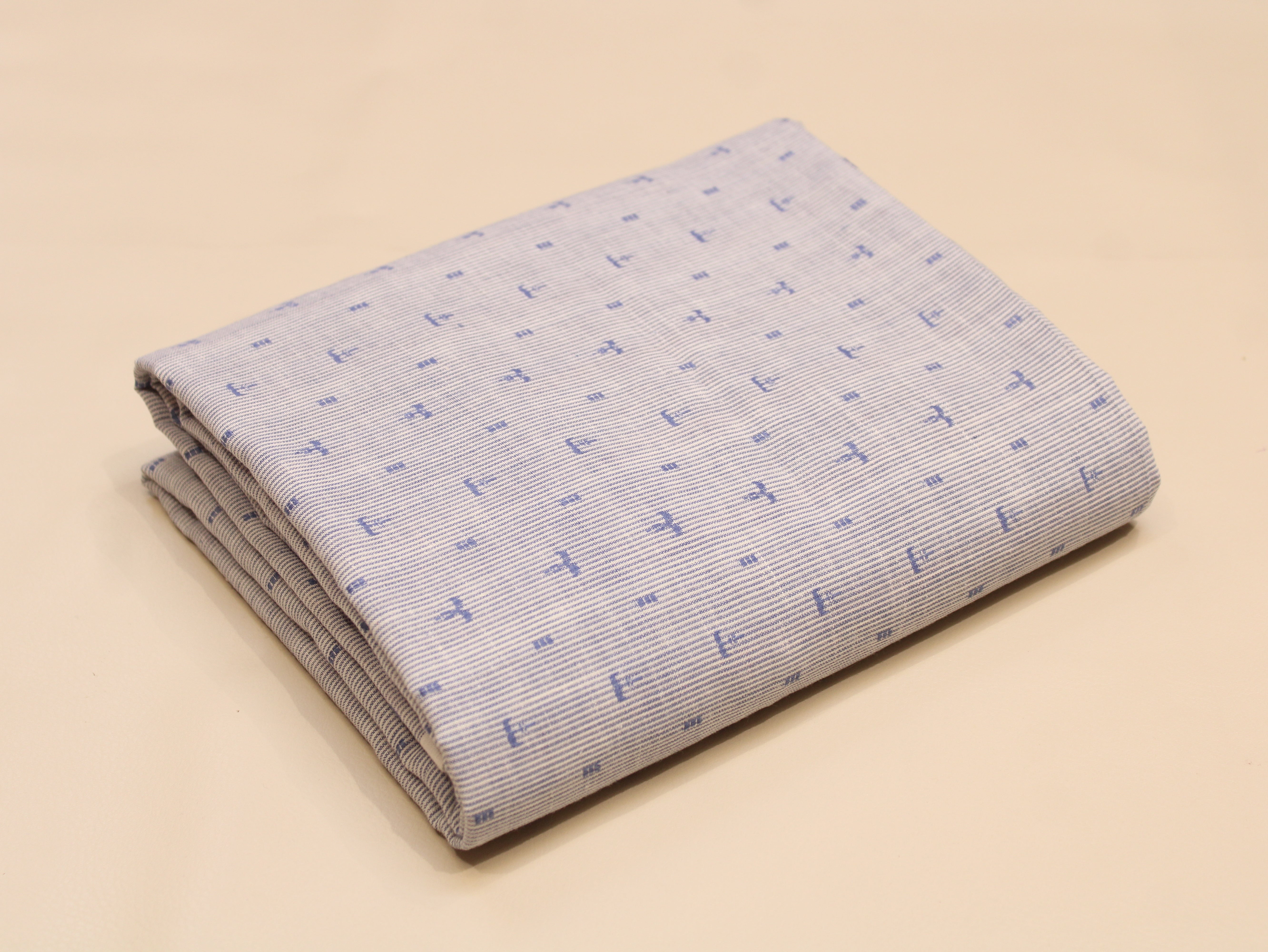 Pure Cotton Jamdani Self-Woven Fabric – 44 Inches - Light Blue