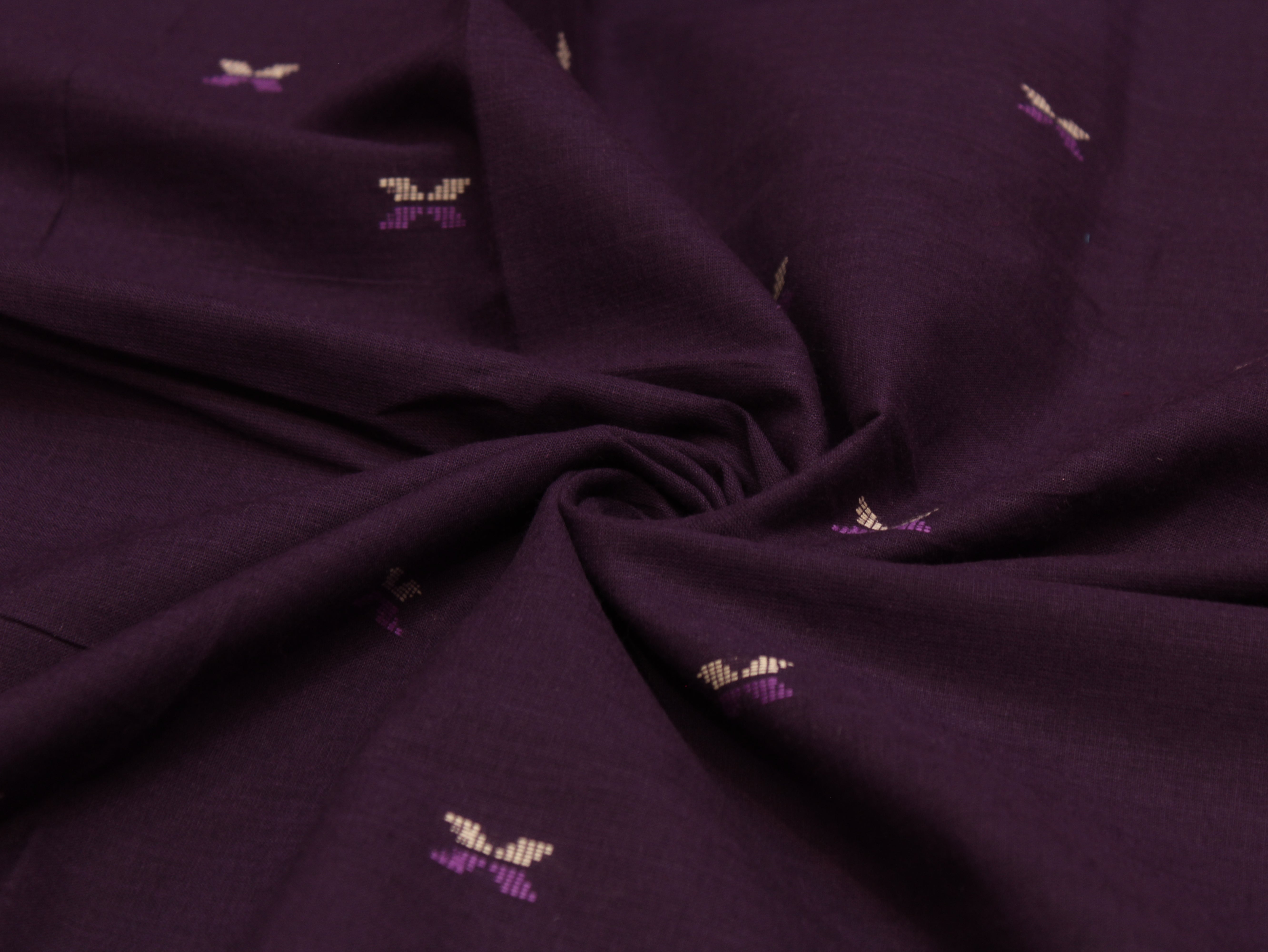 Pure Cotton Jamdani Self-Woven Fabric – 44 Inches - Purple