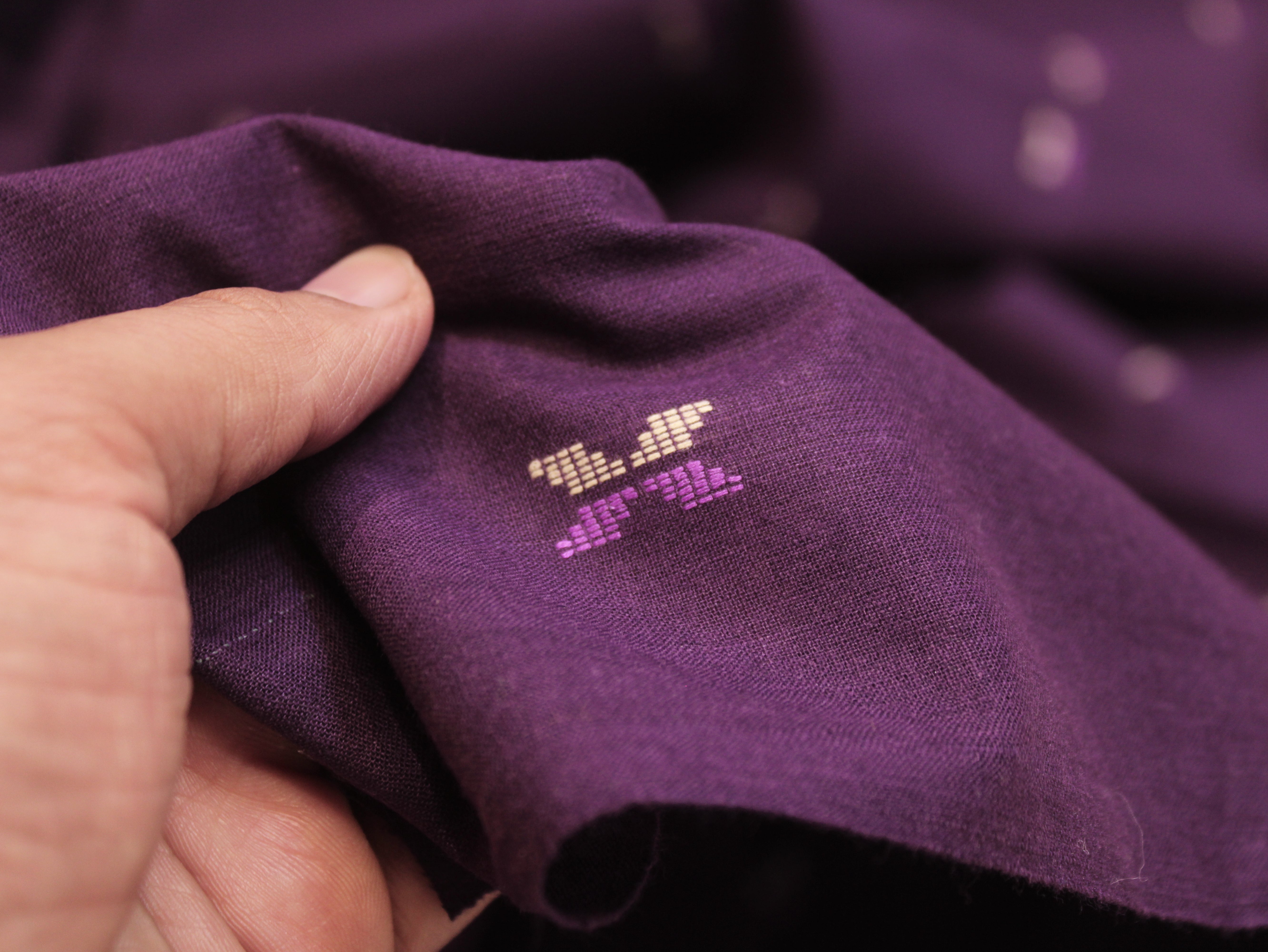 Pure Cotton Jamdani Self-Woven Fabric – 44 Inches - Purple