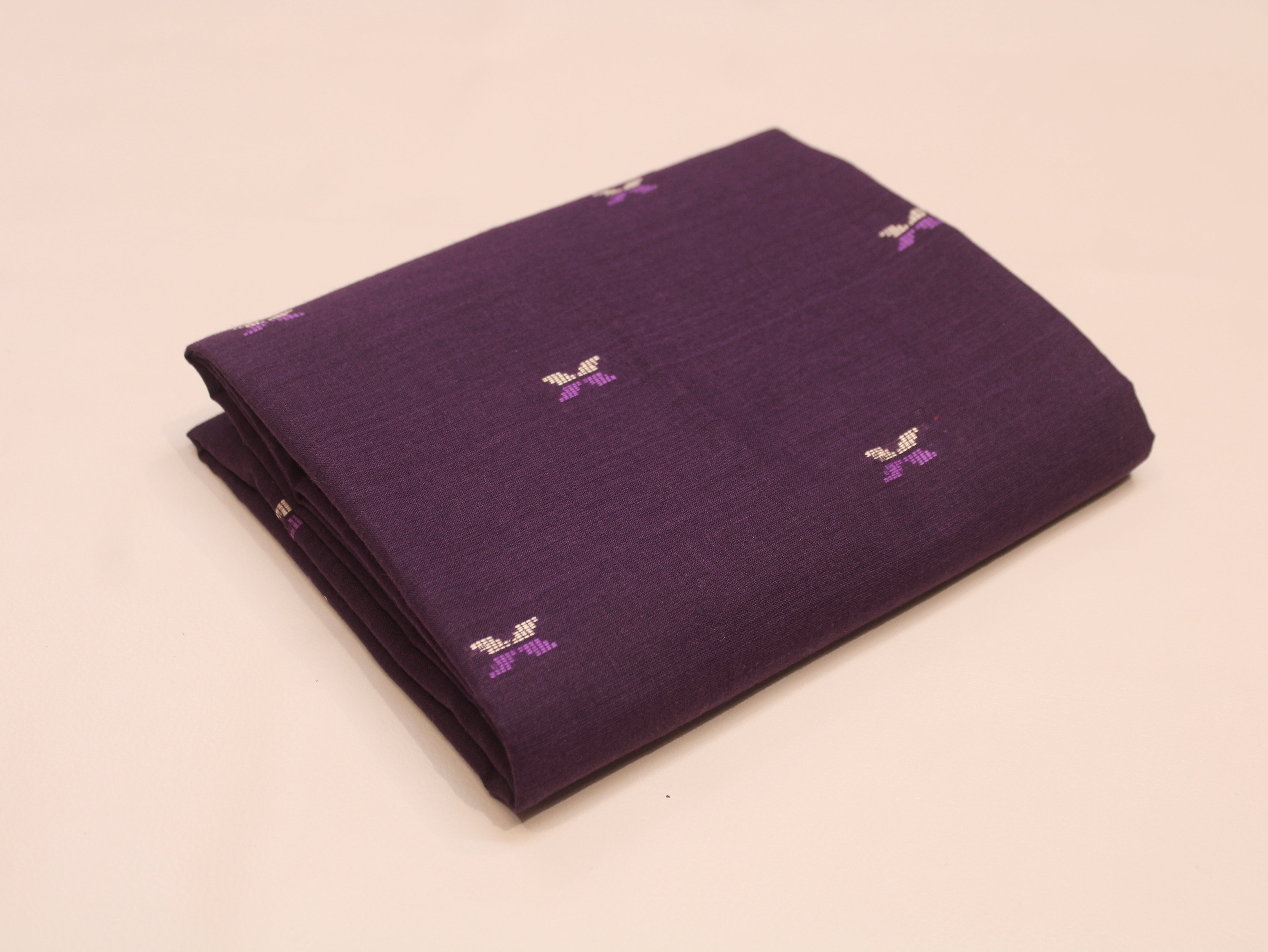 Pure Cotton Jamdani Self-Woven Fabric – 44 Inches - Purple