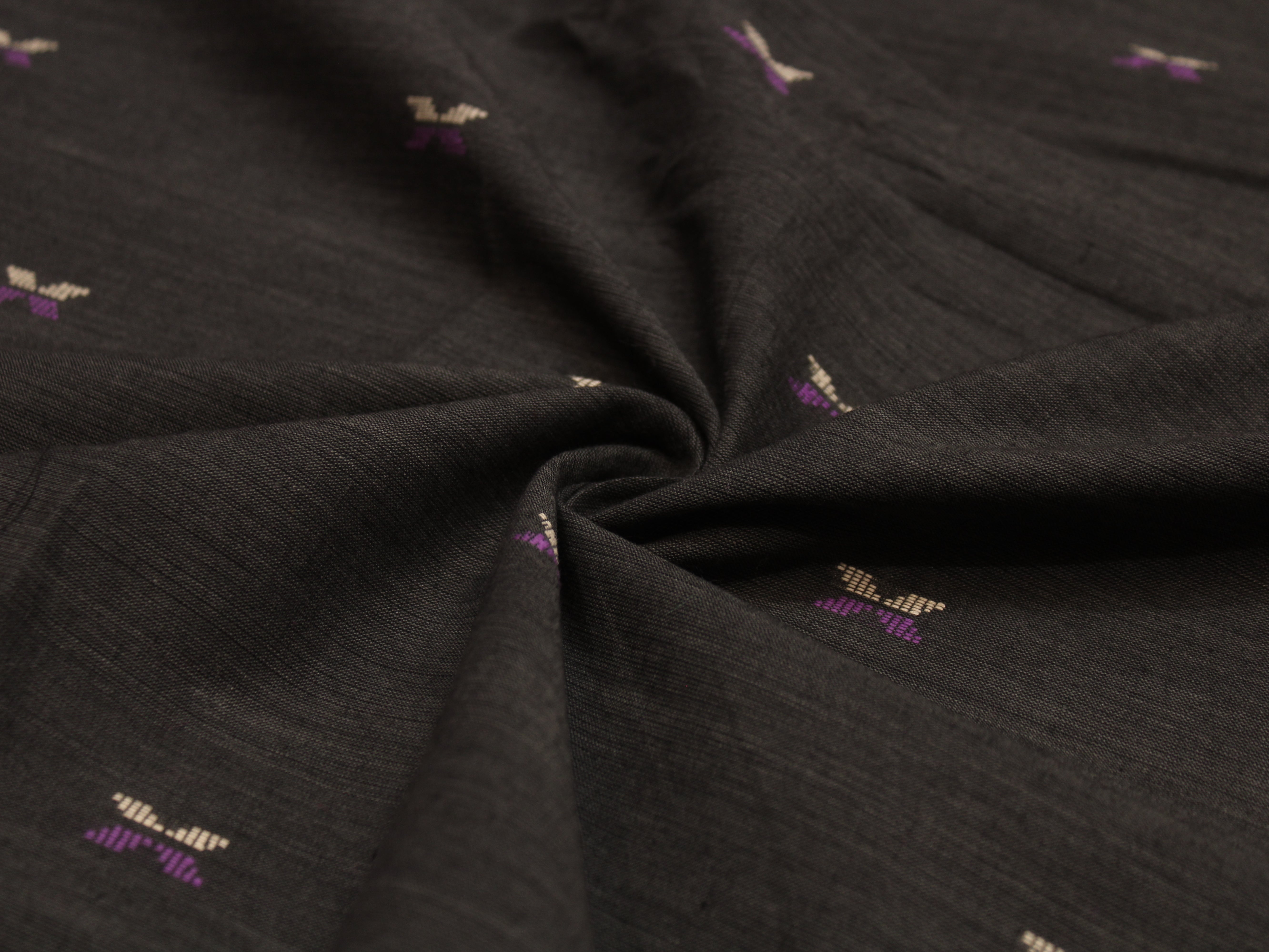 Pure Cotton Jamdani Self-Woven Fabric – 44 Inches - Grey