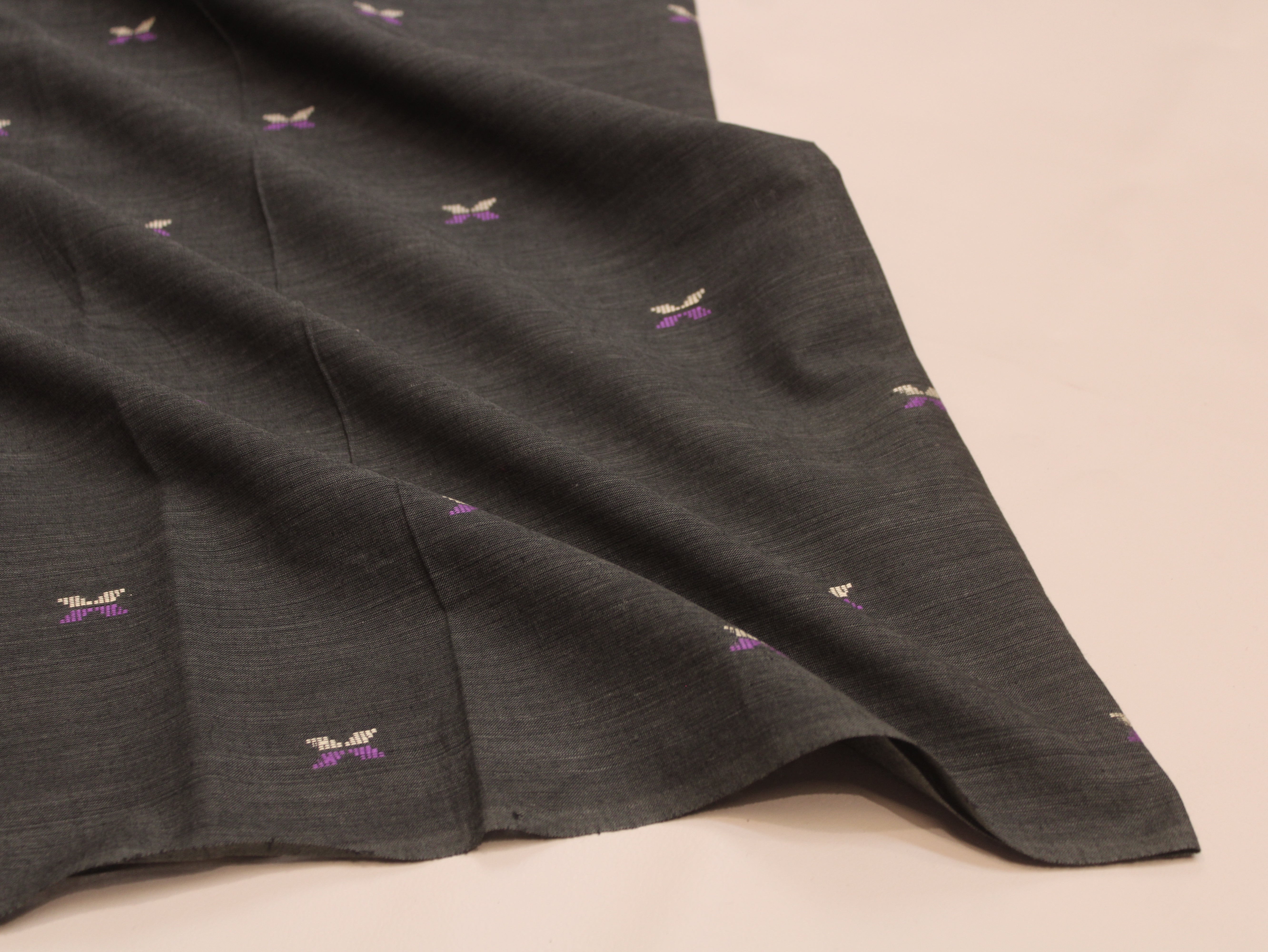 Pure Cotton Jamdani Self-Woven Fabric – 44 Inches - Grey