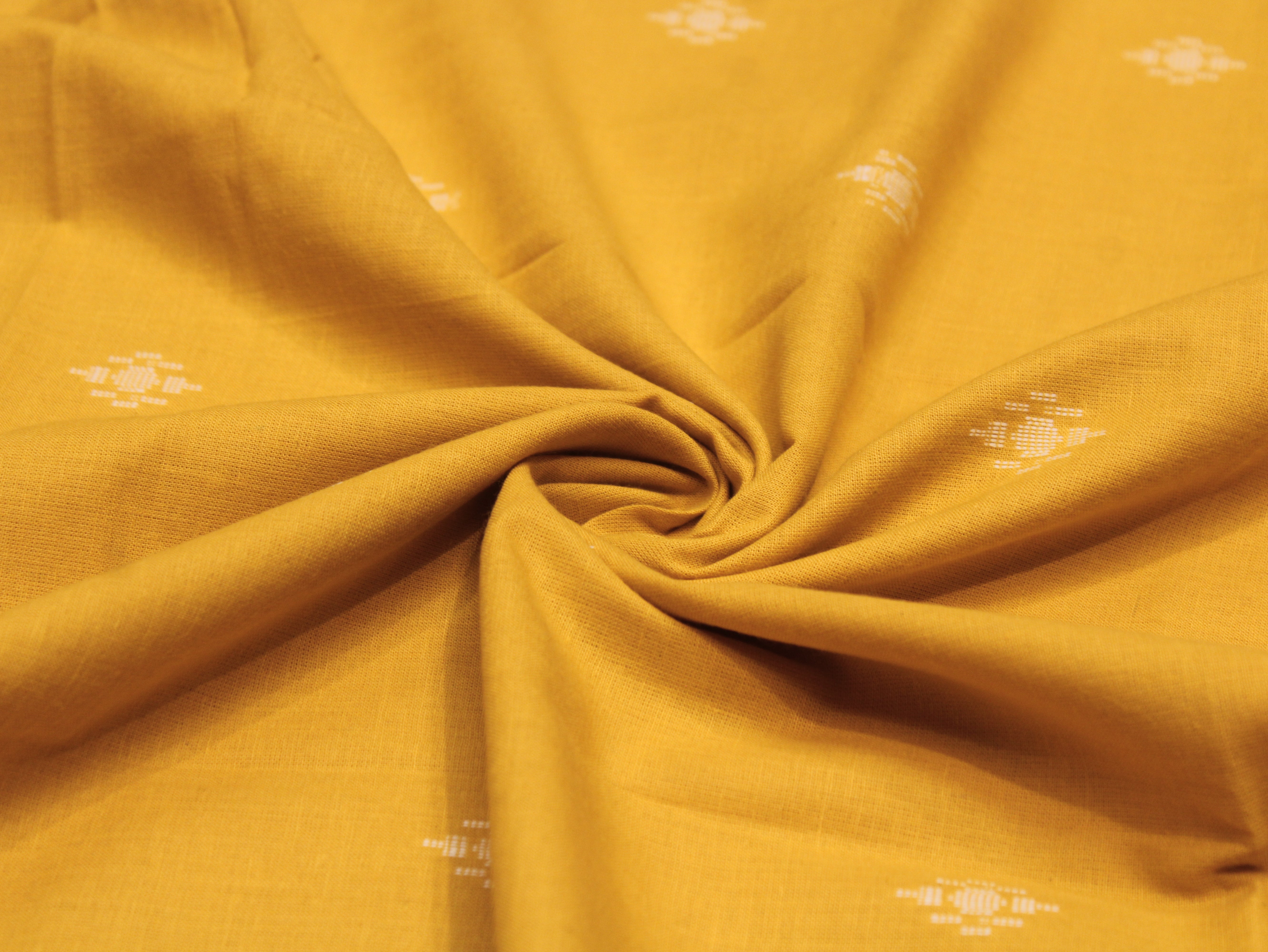 Pure Cotton Jamdani Self-Woven Fabric – 44 Inches - Yellow
