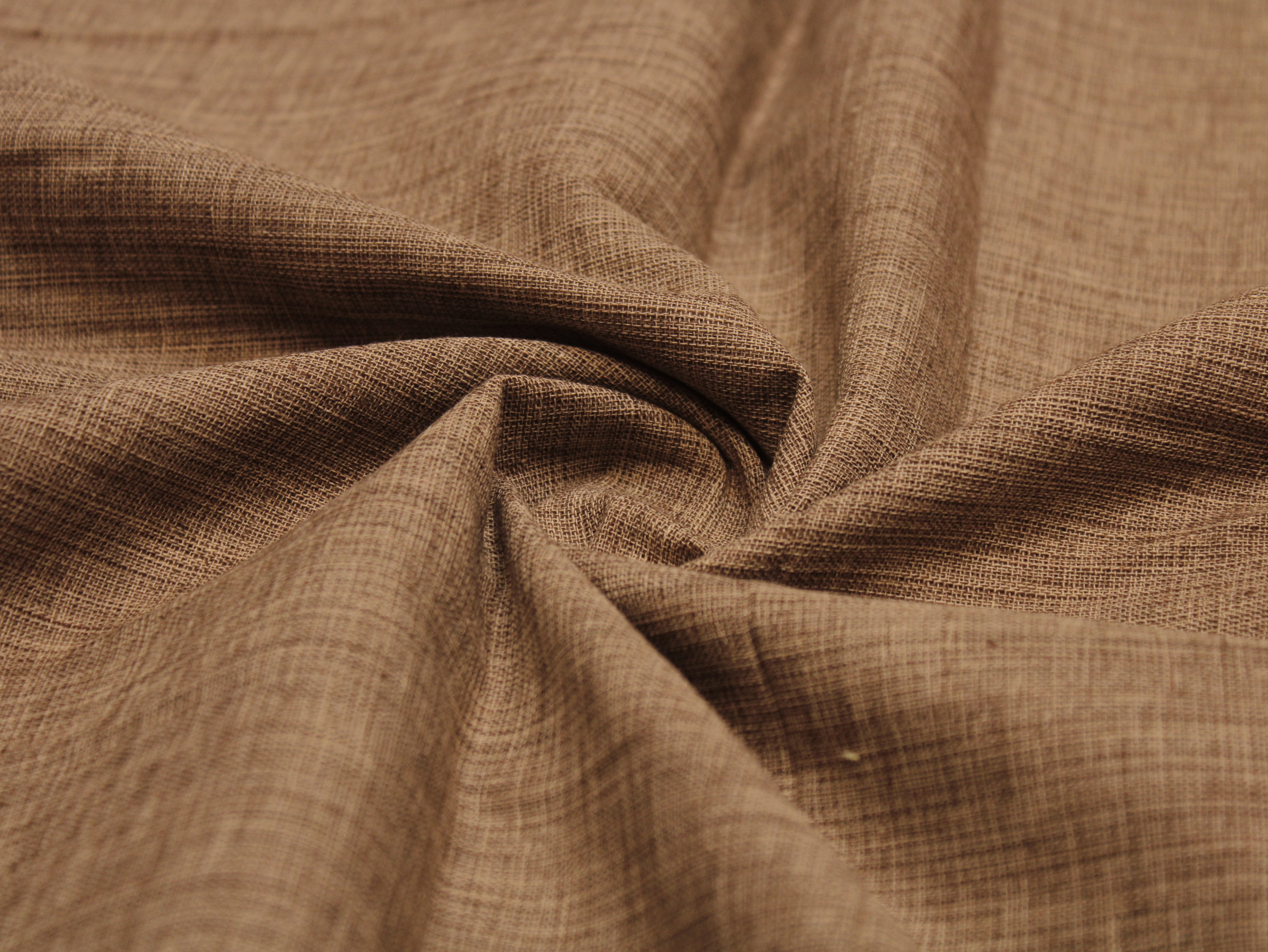 Pure Cotton Plain Handloom Fabric 44 Inches Width - Tan-brown